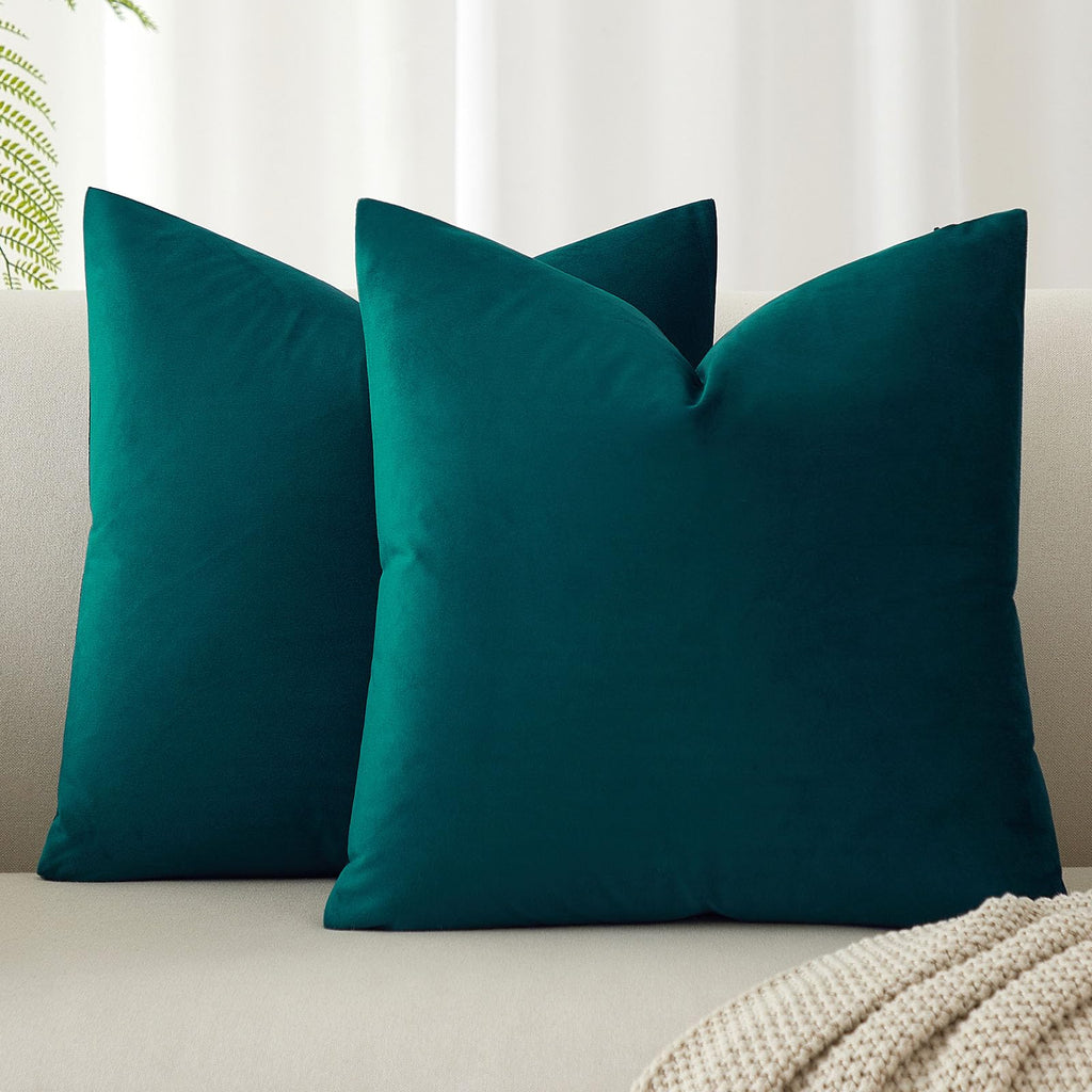 JUSPURBET Decorative Pillow Covers Set of 2 Velvet Throw Pillow Covers for Couch Sofa Bed Soft Cushion Covers Cases with Hidden Zipper for Living Room Home Decor 24x24 inch,Coral