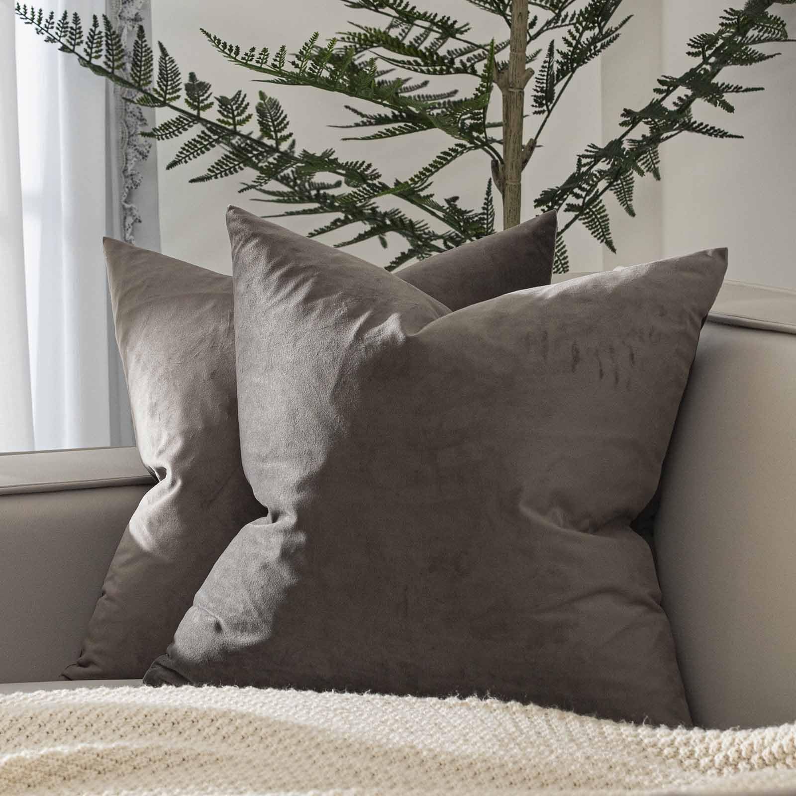 JUSPURBET Decorative Pillow Covers Set of 2 Velvet Throw Pillow Covers for Couch Sofa Bed Soft Cushion Covers Cases with Hidden Zipper for Living Room Home Decor 24x24 inch,Coral