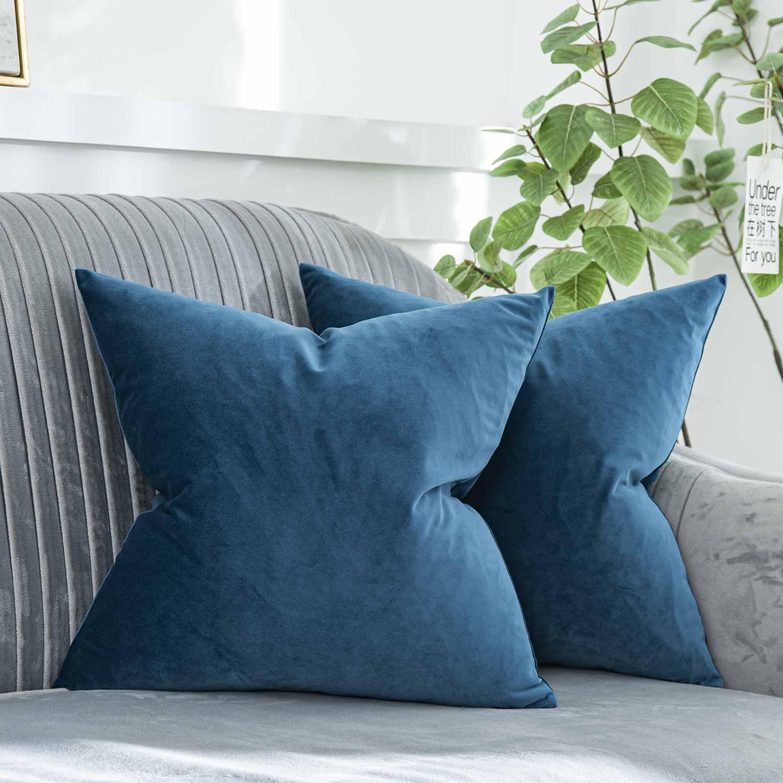 Coral Decorative Velvet Throw Pillow Covers 24x24 inch Set of 2 with Zipper Luxury Soft Solid Square Cushion Covers Case for Sofa Couch Bed Living Room