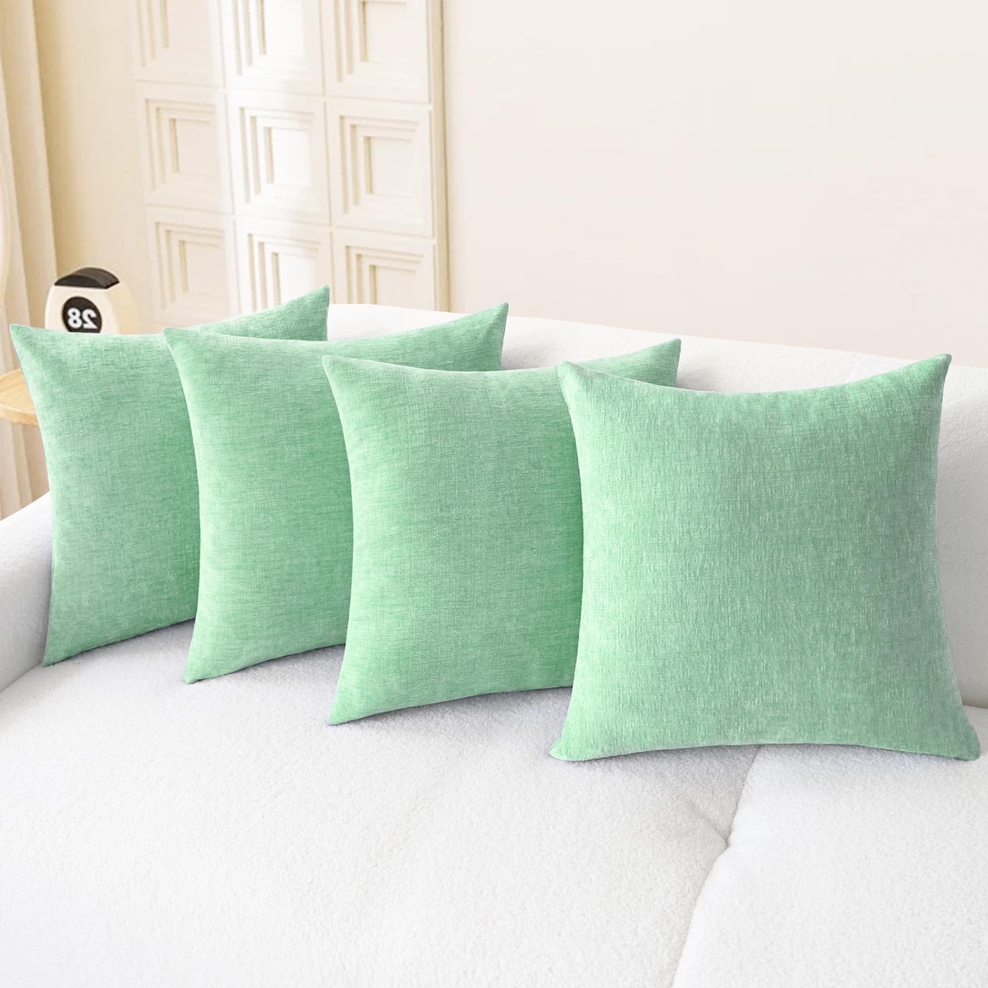 CaliTime Throw Pillow Covers Decorative 20 X 26 Inches Pack of 2 Cozy Chenille Standard Pillow Shams Cases for Couch Sofa Bed Living Room Home Living Coral