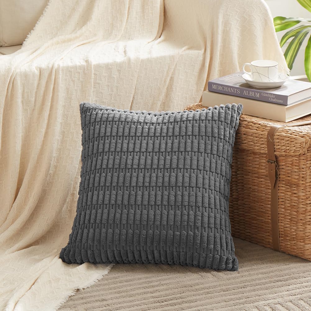 Fancy Homi Decorative Throw Pillow Covers for Bed Couch Bedroom Bench, Soft Corduroy Solid Pillow Case, Rustic Farmhouse Boho Room Decor,54" x 20" (Pack of 1),Coral