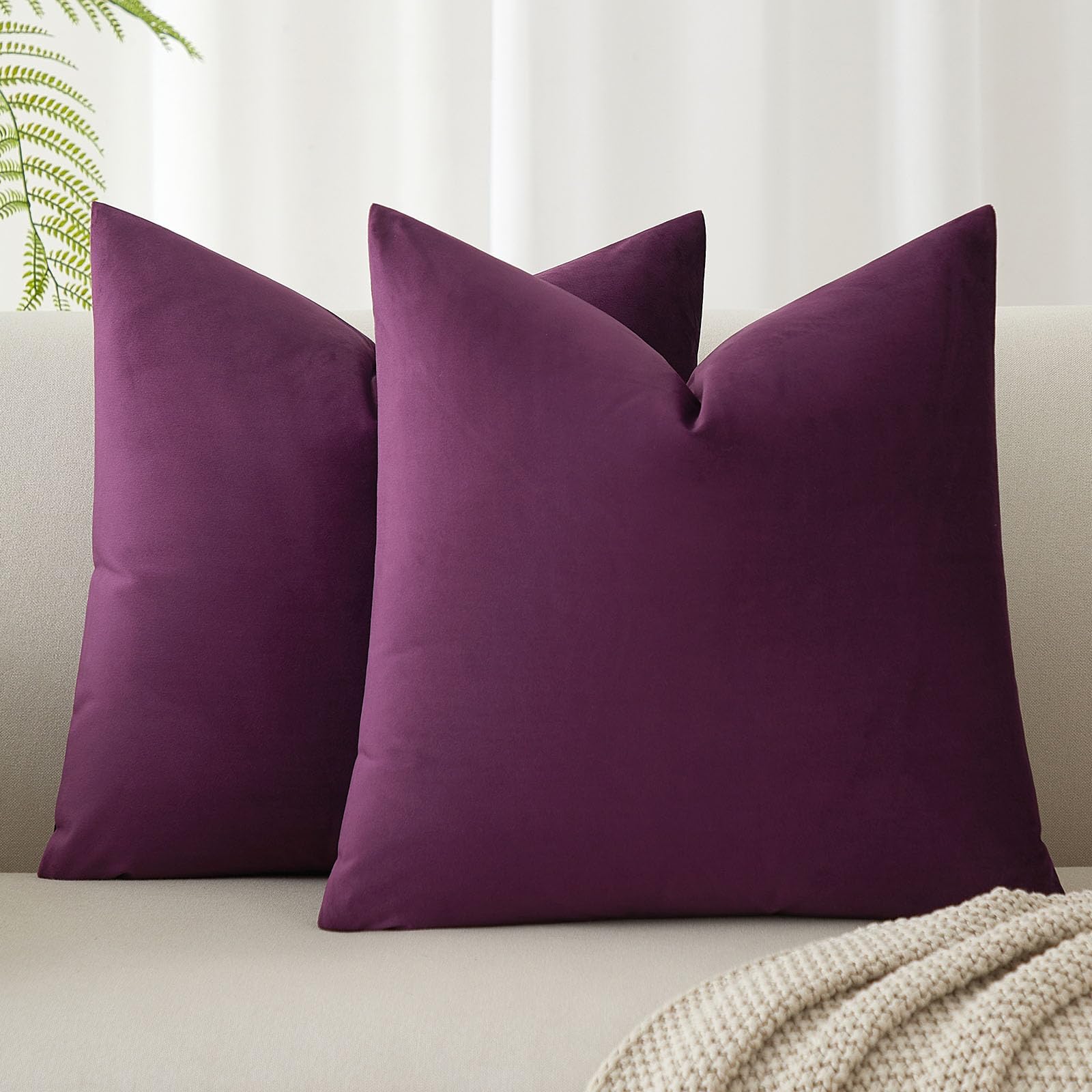 JUSPURBET Decorative Pillow Covers Set of 2 Velvet Throw Pillow Covers for Couch Sofa Bed Soft Cushion Covers Cases with Hidden Zipper for Living Room Home Decor 24x24 inch,Coral
