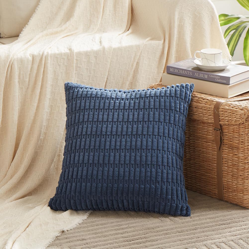 Fancy Homi Decorative Throw Pillow Covers for Bed Couch Bedroom Bench, Soft Corduroy Solid Pillow Case, Rustic Farmhouse Boho Room Decor,54" x 20" (Pack of 1),Coral