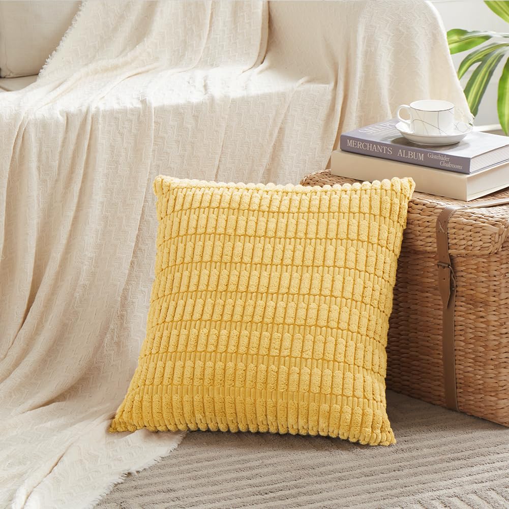 Fancy Homi Decorative Throw Pillow Covers for Bed Couch Bedroom Bench, Soft Corduroy Solid Pillow Case, Rustic Farmhouse Boho Room Decor,54" x 20" (Pack of 1),Coral