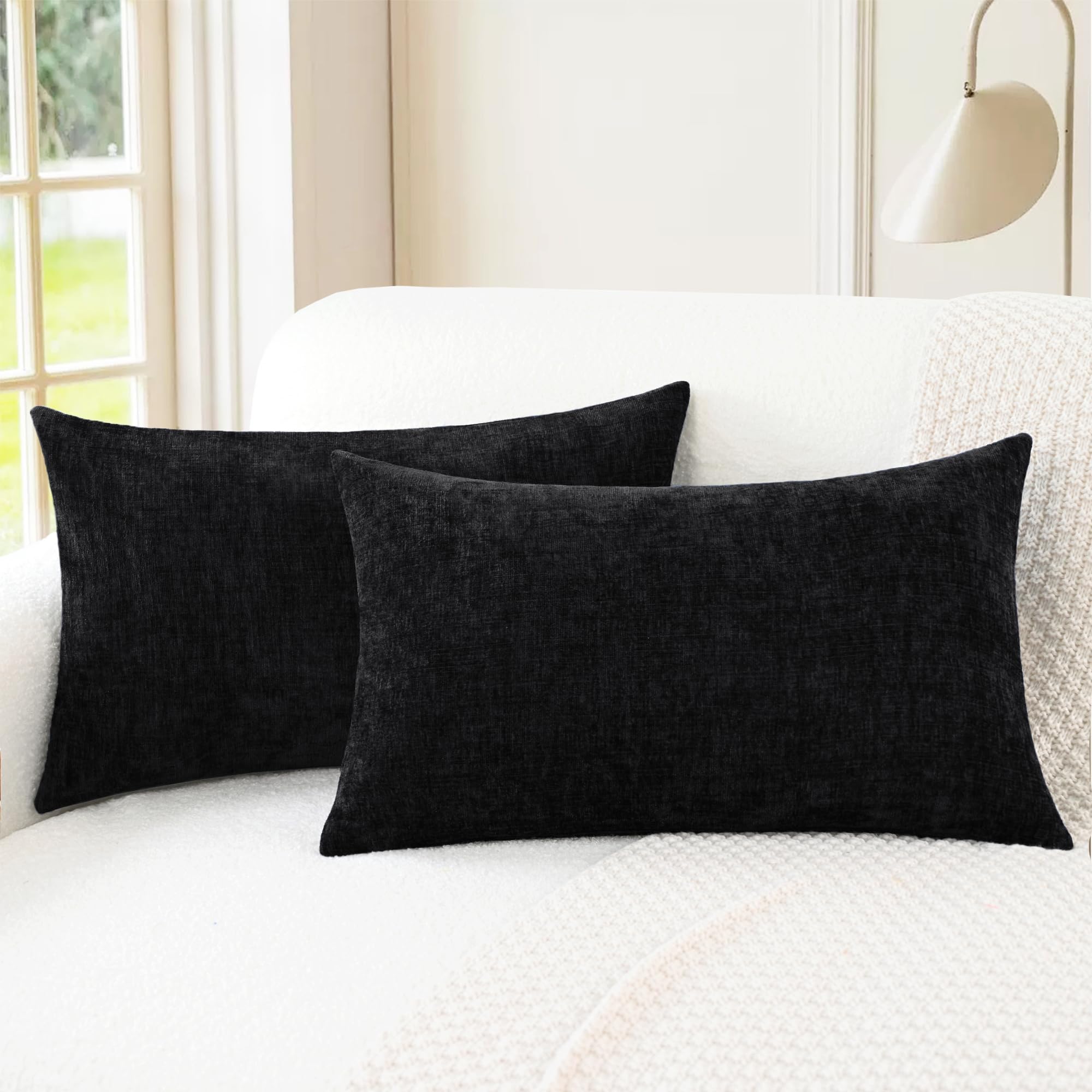 CaliTime Throw Pillow Covers Decorative 20 X 26 Inches Pack of 2 Cozy Chenille Standard Pillow Shams Cases for Couch Sofa Bed Living Room Home Living Coral