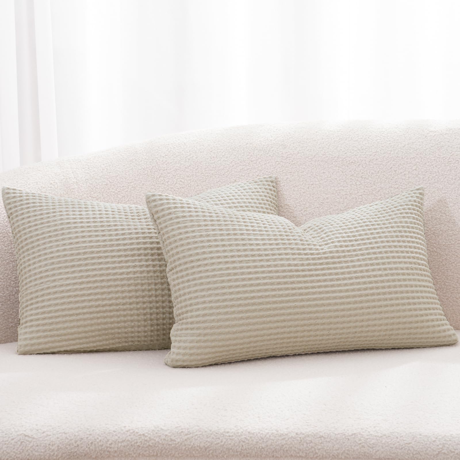 PHF 100% Cotton Waffle Weave Euro Shams 26" x 26", No Filling, 2 Pack Elegant Home Decorative Euro Throw Pillow Covers for Bed Couch Sofa, Coral