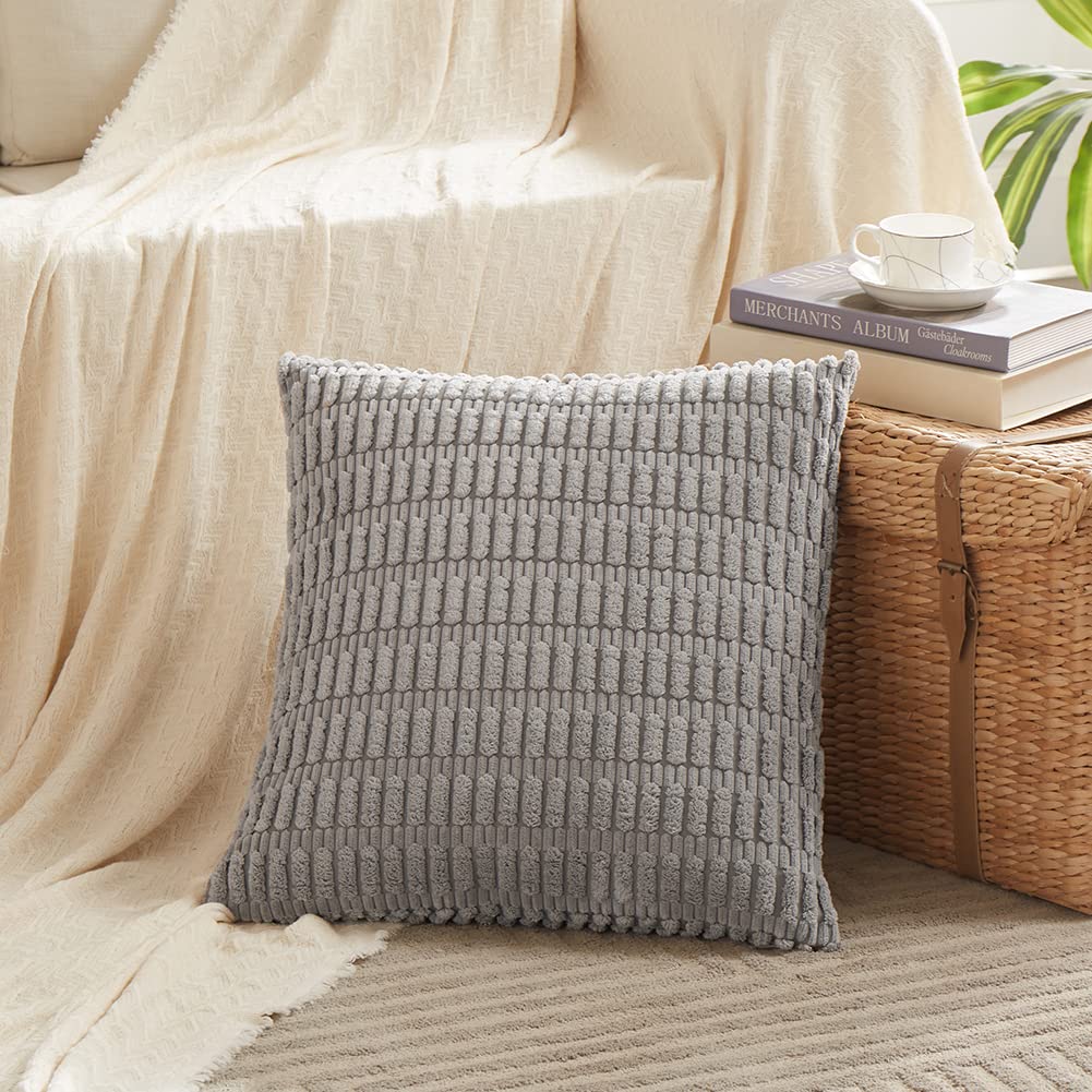 Fancy Homi Decorative Throw Pillow Covers for Bed Couch Bedroom Bench, Soft Corduroy Solid Pillow Case, Rustic Farmhouse Boho Room Decor,54" x 20" (Pack of 1),Coral