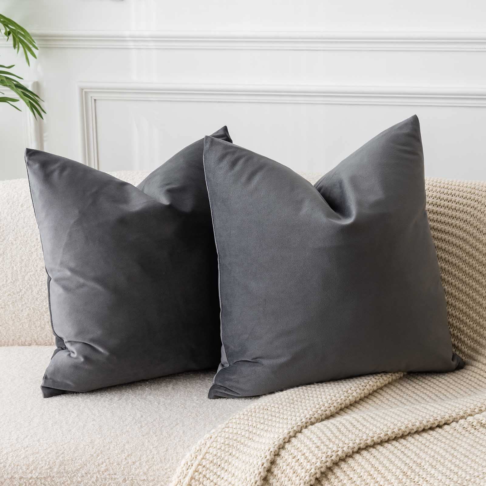 JUSPURBET Decorative Pillow Covers Set of 2 Velvet Throw Pillow Covers for Couch Sofa Bed Soft Cushion Covers Cases with Hidden Zipper for Living Room Home Decor 24x24 inch,Coral