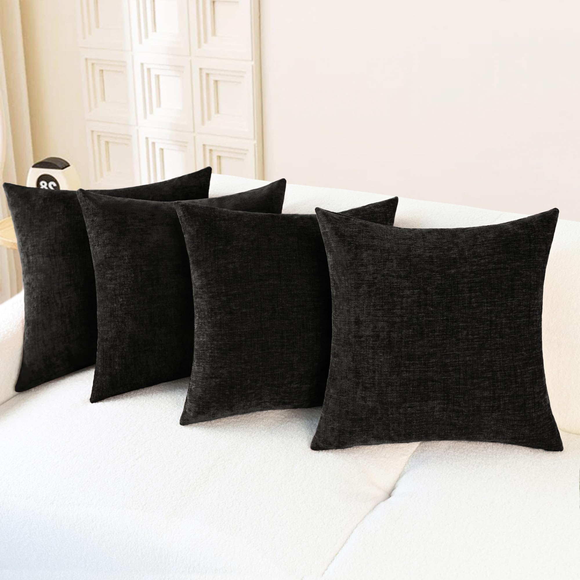 CaliTime Throw Pillow Covers Decorative 20 X 26 Inches Pack of 2 Cozy Chenille Standard Pillow Shams Cases for Couch Sofa Bed Living Room Home Living Coral
