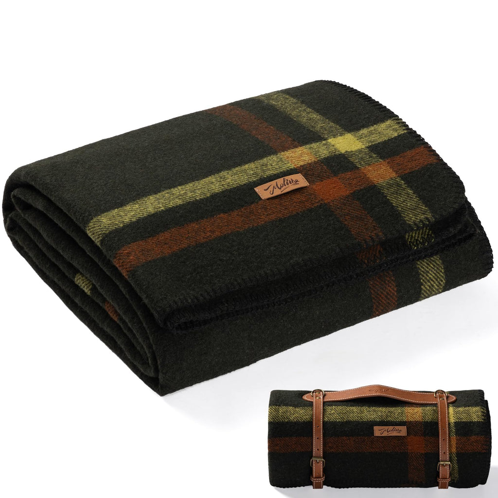 Molithe 100% Wool Blanket, 62" x 86", Warm, Thick, Washable, Military Wool Blanket, Great for Camping, Outdoors, Sporting Events, Survival Kits