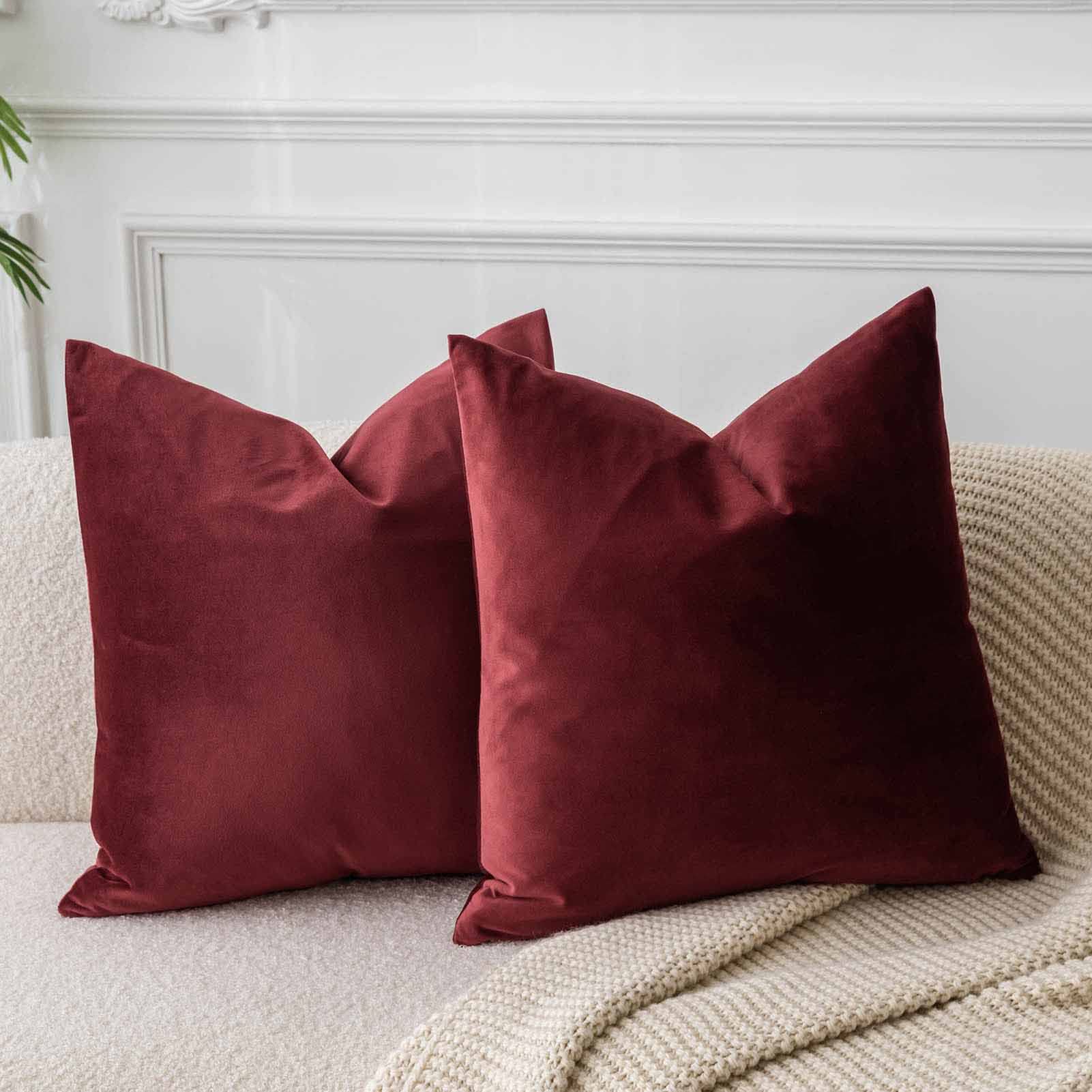 JUSPURBET Decorative Pillow Covers Set of 2 Velvet Throw Pillow Covers for Couch Sofa Bed Soft Cushion Covers Cases with Hidden Zipper for Living Room Home Decor 24x24 inch,Coral