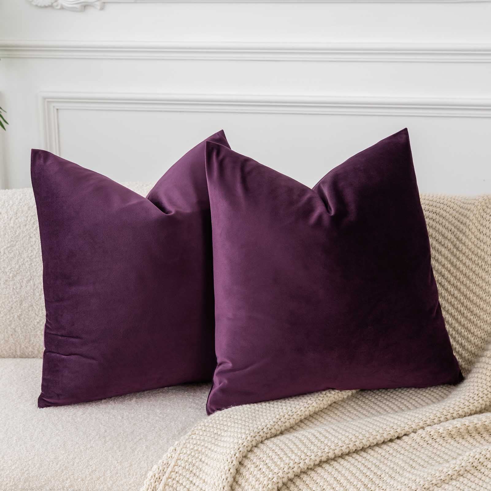 JUSPURBET Decorative Pillow Covers Set of 2 Velvet Throw Pillow Covers for Couch Sofa Bed Soft Cushion Covers Cases with Hidden Zipper for Living Room Home Decor 24x24 inch,Coral