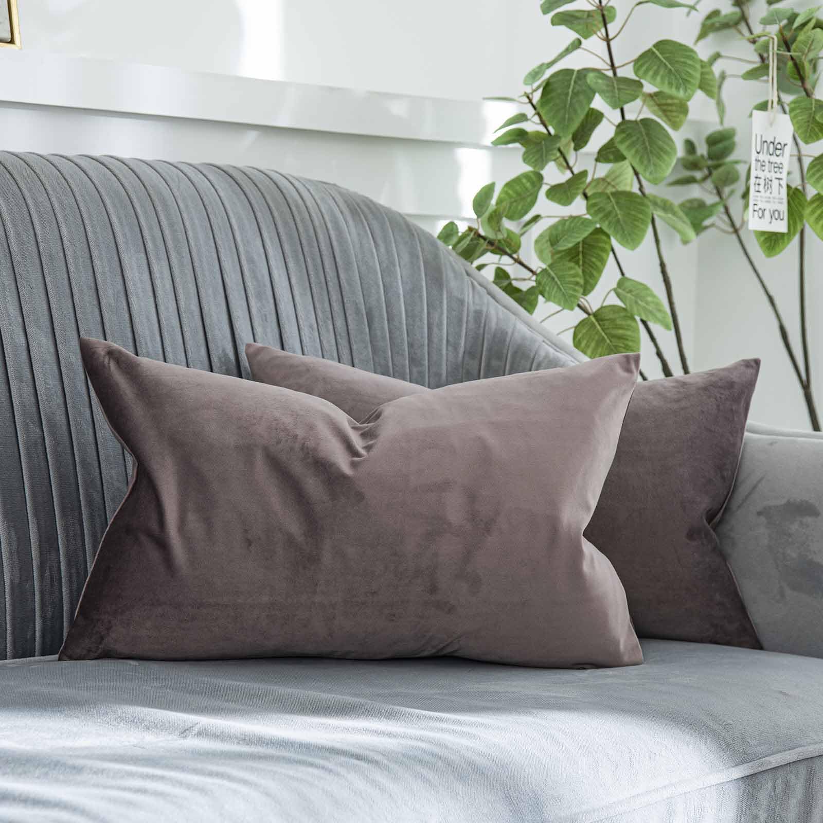 Coral Decorative Velvet Throw Pillow Covers 24x24 inch Set of 2 with Zipper Luxury Soft Solid Square Cushion Covers Case for Sofa Couch Bed Living Room