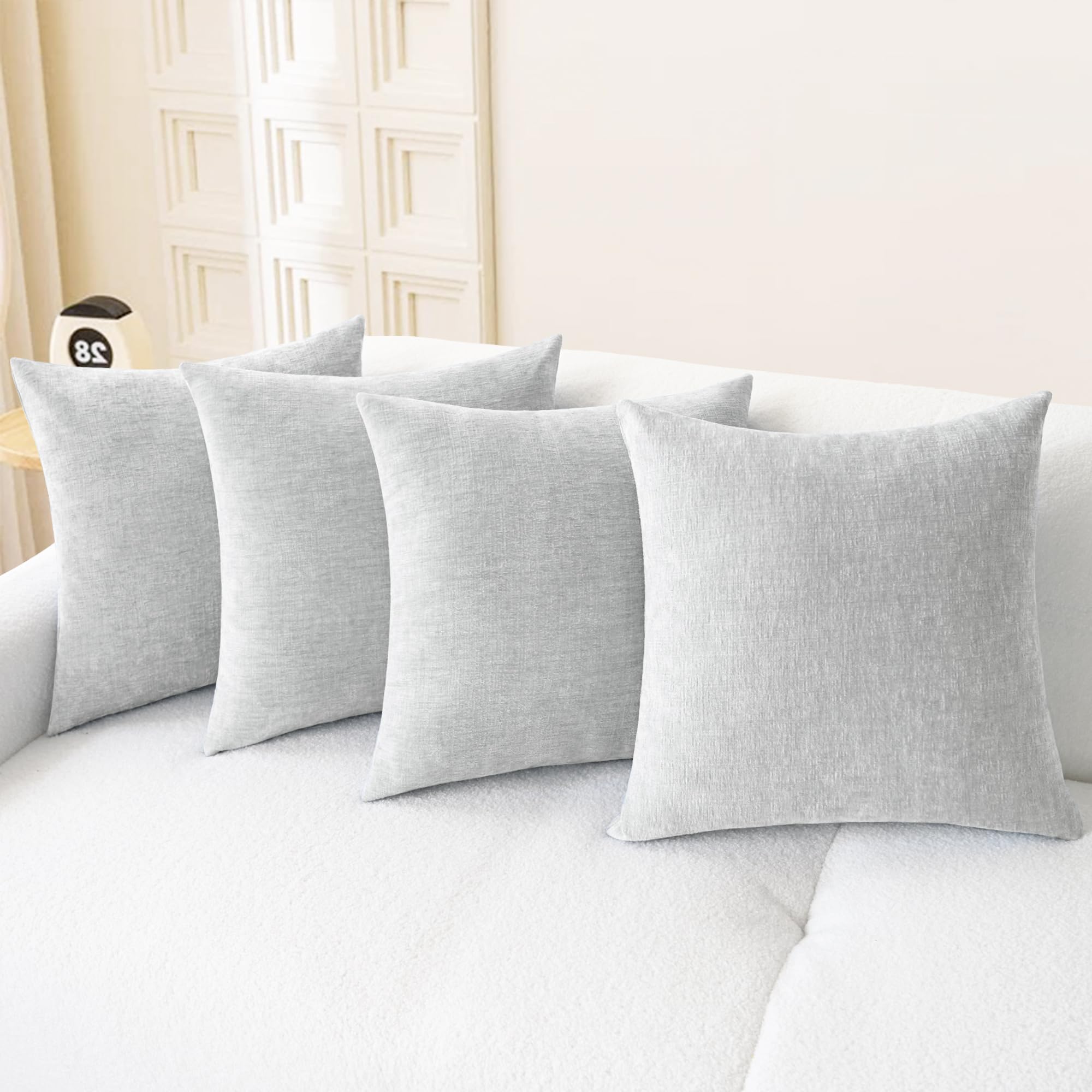 CaliTime Throw Pillow Covers Decorative 20 X 26 Inches Pack of 2 Cozy Chenille Standard Pillow Shams Cases for Couch Sofa Bed Living Room Home Living Coral