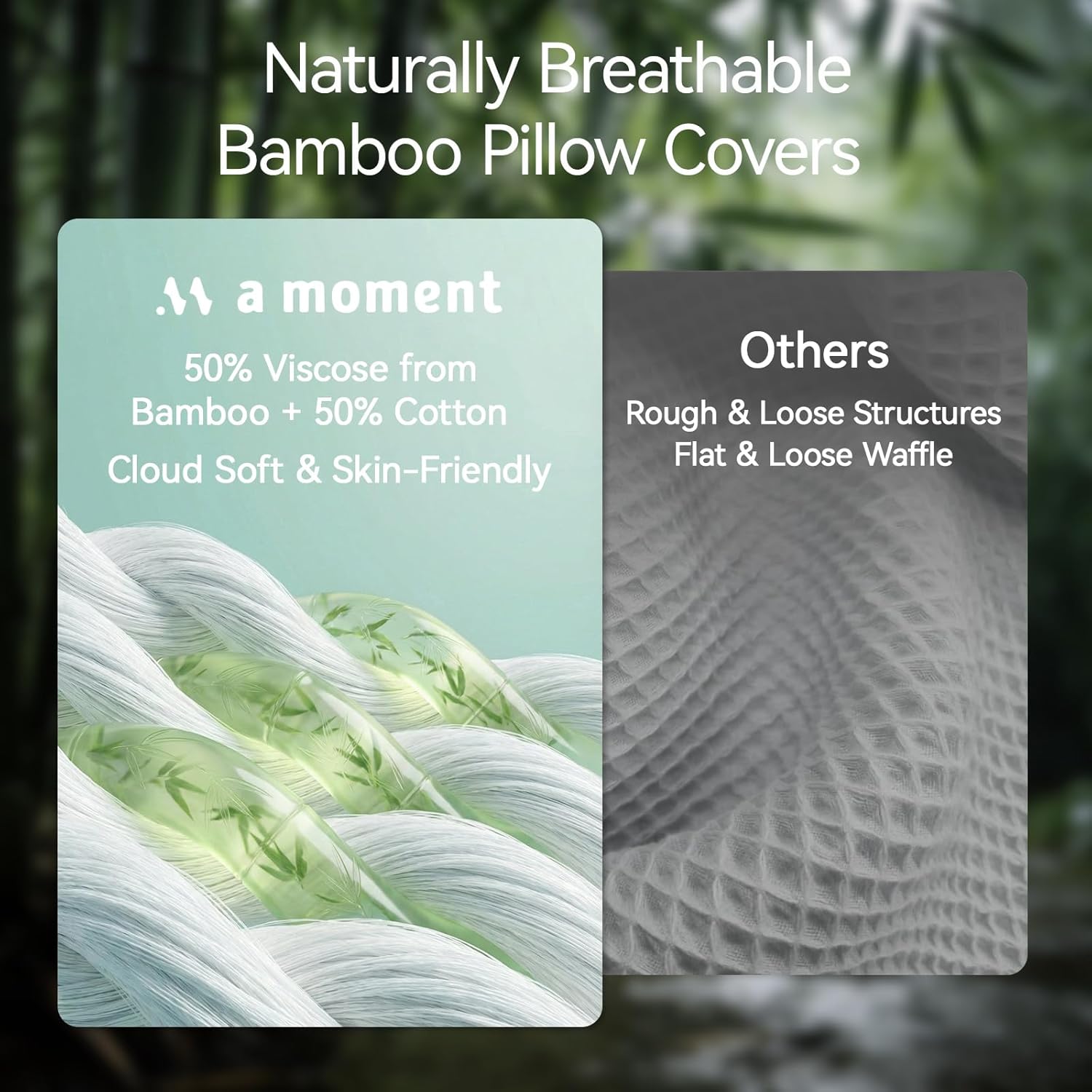 a moment 2 Pack Bamboo Fiber Pillow Covers - Waffle Weave, Ultra Soft & Breathable, Euro Shams Cotton Throw Pillow for Couch, Sofa, Bedroom Living Room 26x26 Inch Khaki