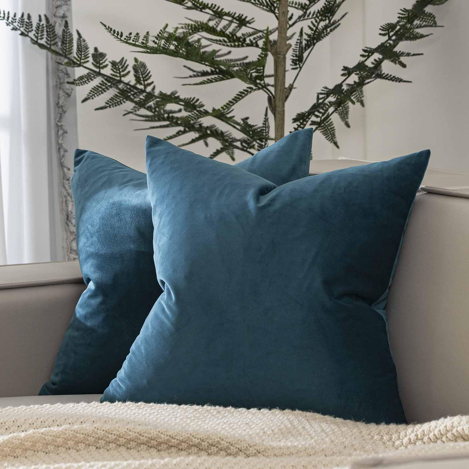 JUSPURBET Decorative Pillow Covers Set of 2 Velvet Throw Pillow Covers for Couch Sofa Bed Soft Cushion Covers Cases with Hidden Zipper for Living Room Home Decor 24x24 inch,Coral