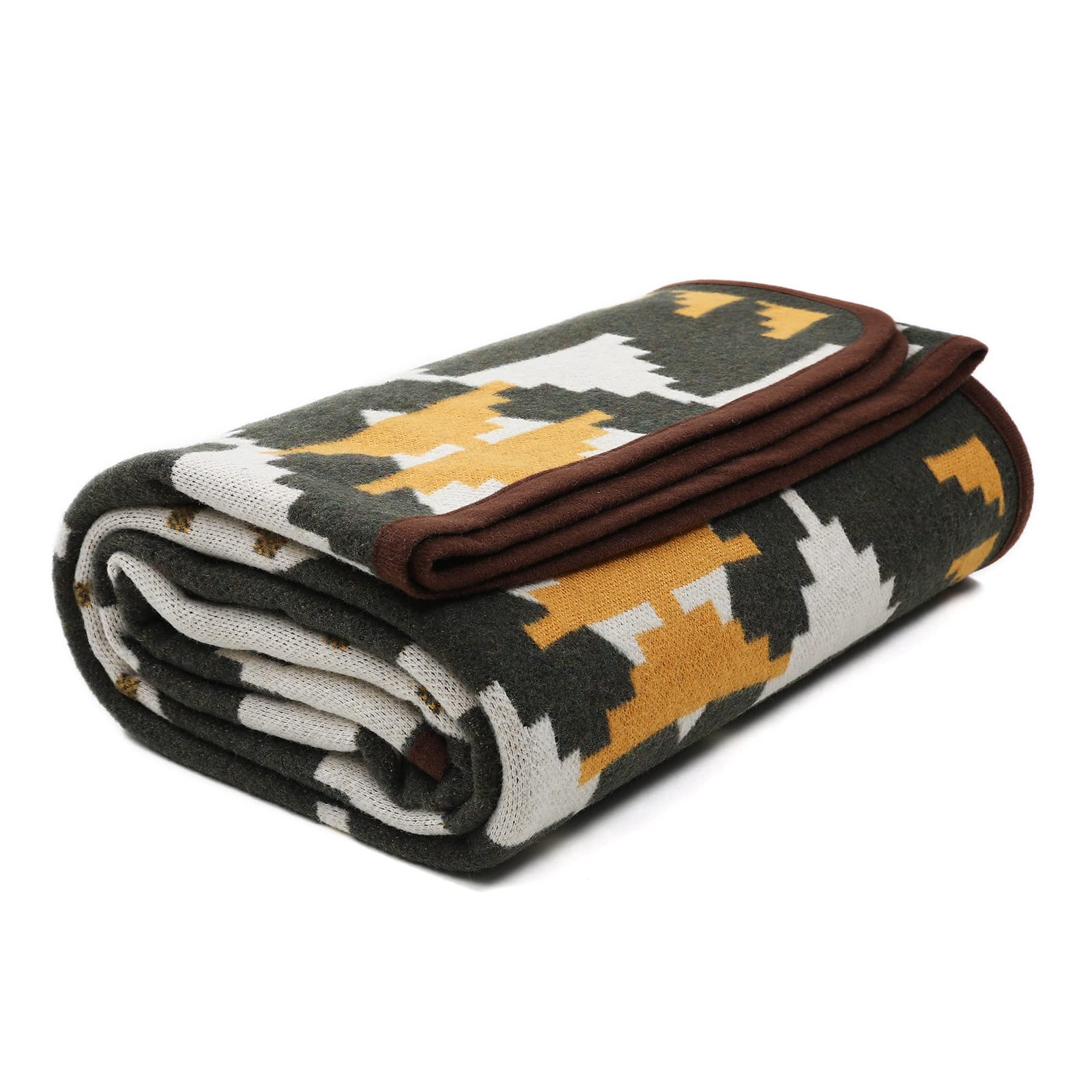 ACUSHLA Merino Wool Blanket - Warm Thick Washable Large Bed Couch Outdoor Camping Sleeping Throw Blanket All Seasons, Myers Green 79x63