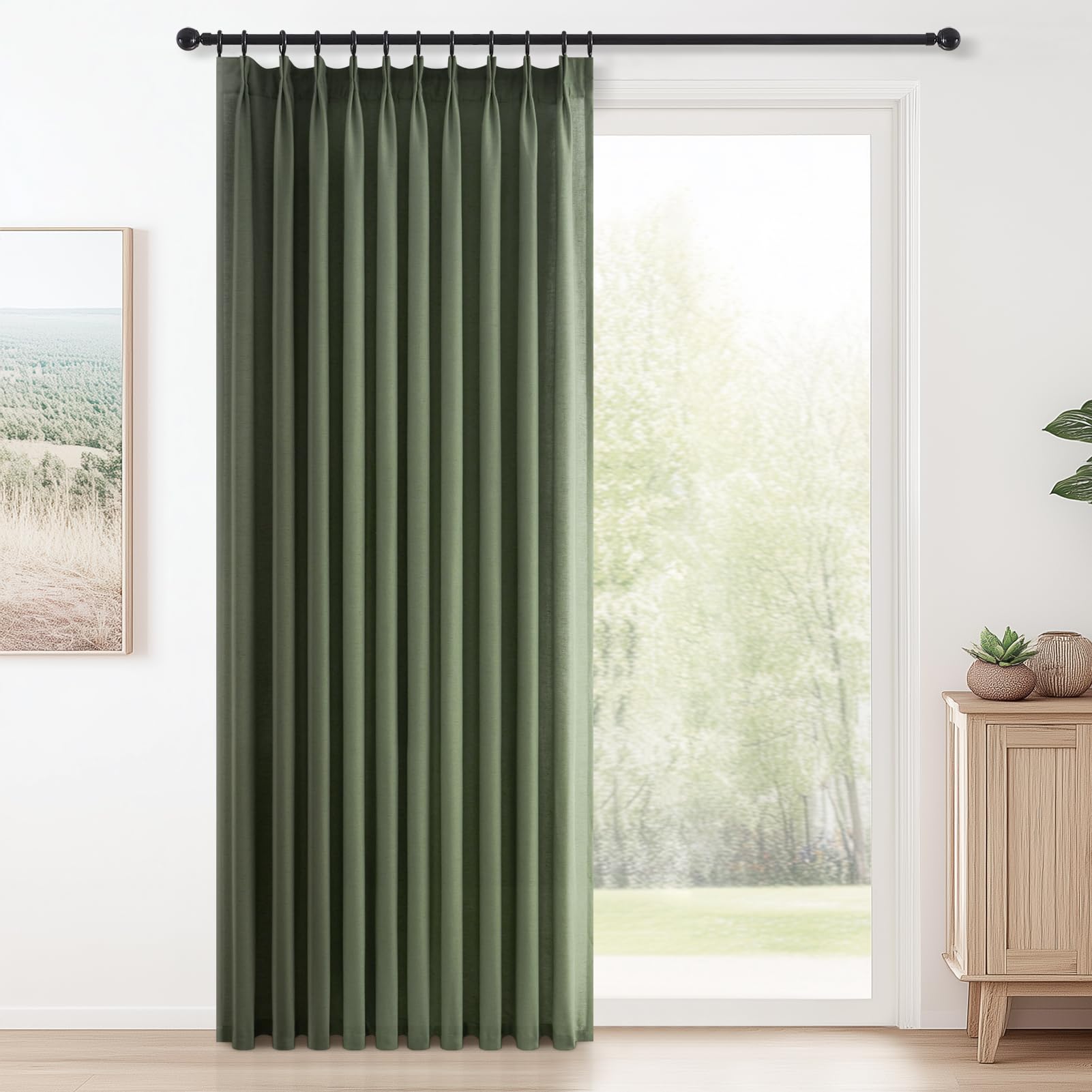 Topfinel Pinch Pleated Curtains 90 Inches Long 2 Panels Set,Natural Cream Semi Sheer Cotton Blend Fabric Aesthetic Advanced Curtain Drapes for Living Room Bedroom,40x90 inch Length