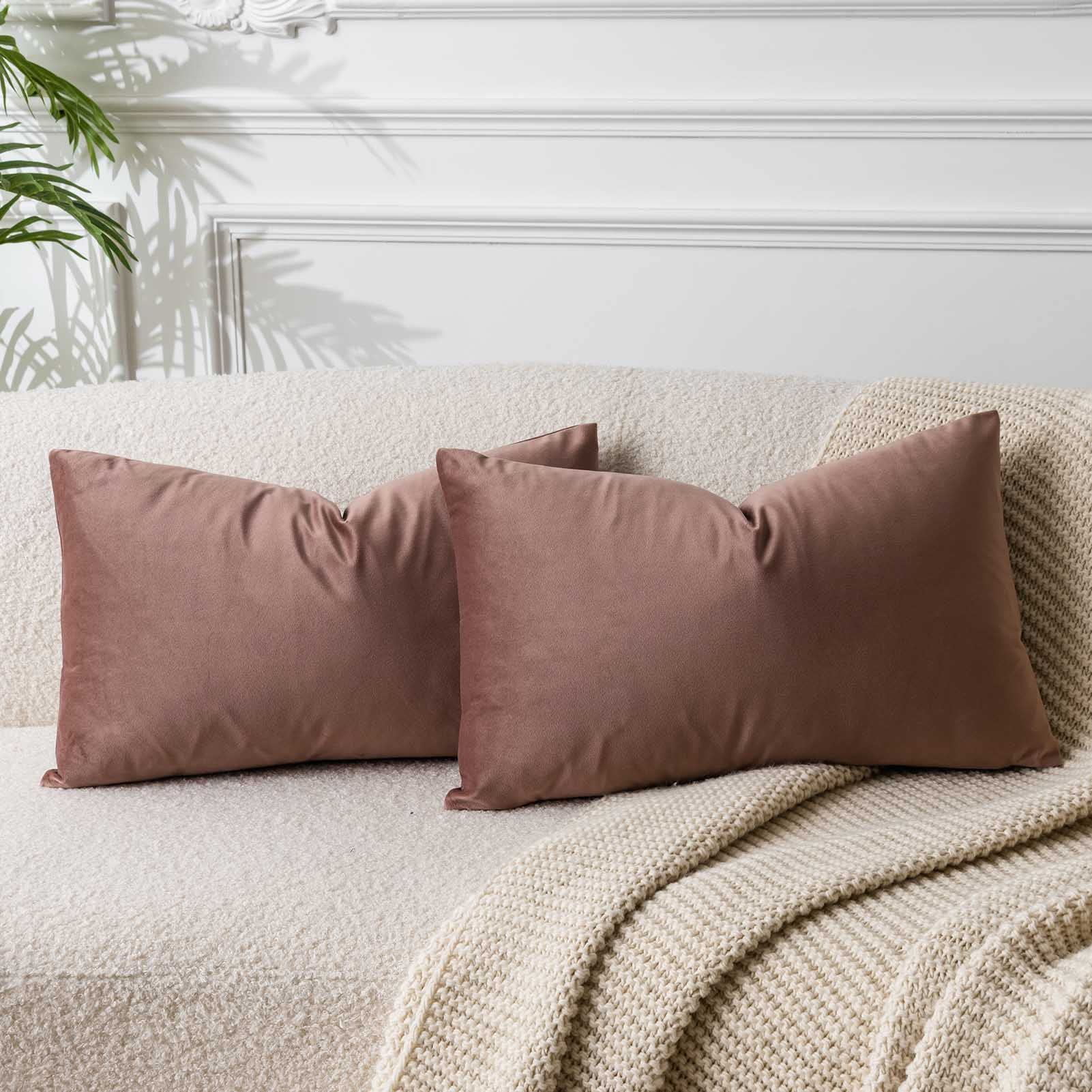 JUSPURBET Decorative Pillow Covers Set of 2 Velvet Throw Pillow Covers for Couch Sofa Bed Soft Cushion Covers Cases with Hidden Zipper for Living Room Home Decor 24x24 inch,Coral