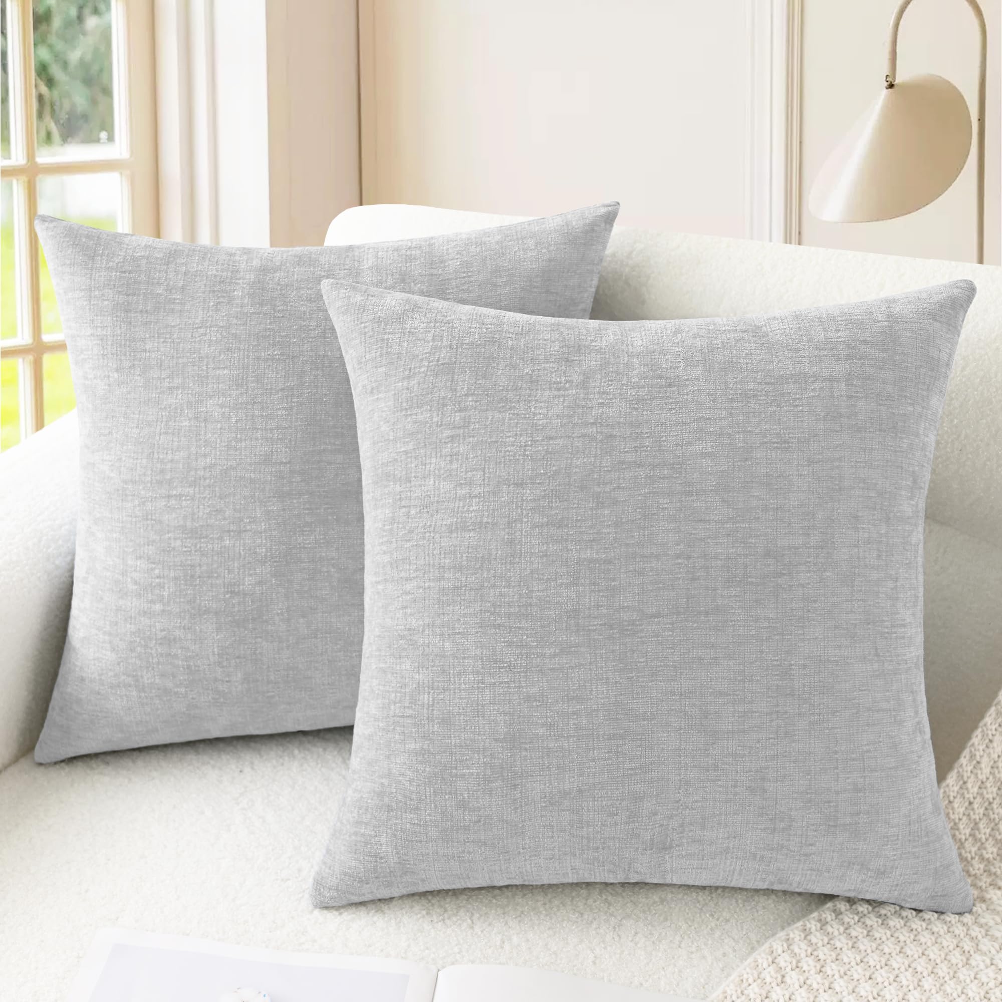 CaliTime Throw Pillow Covers Decorative 20 X 26 Inches Pack of 2 Cozy Chenille Standard Pillow Shams Cases for Couch Sofa Bed Living Room Home Living Coral