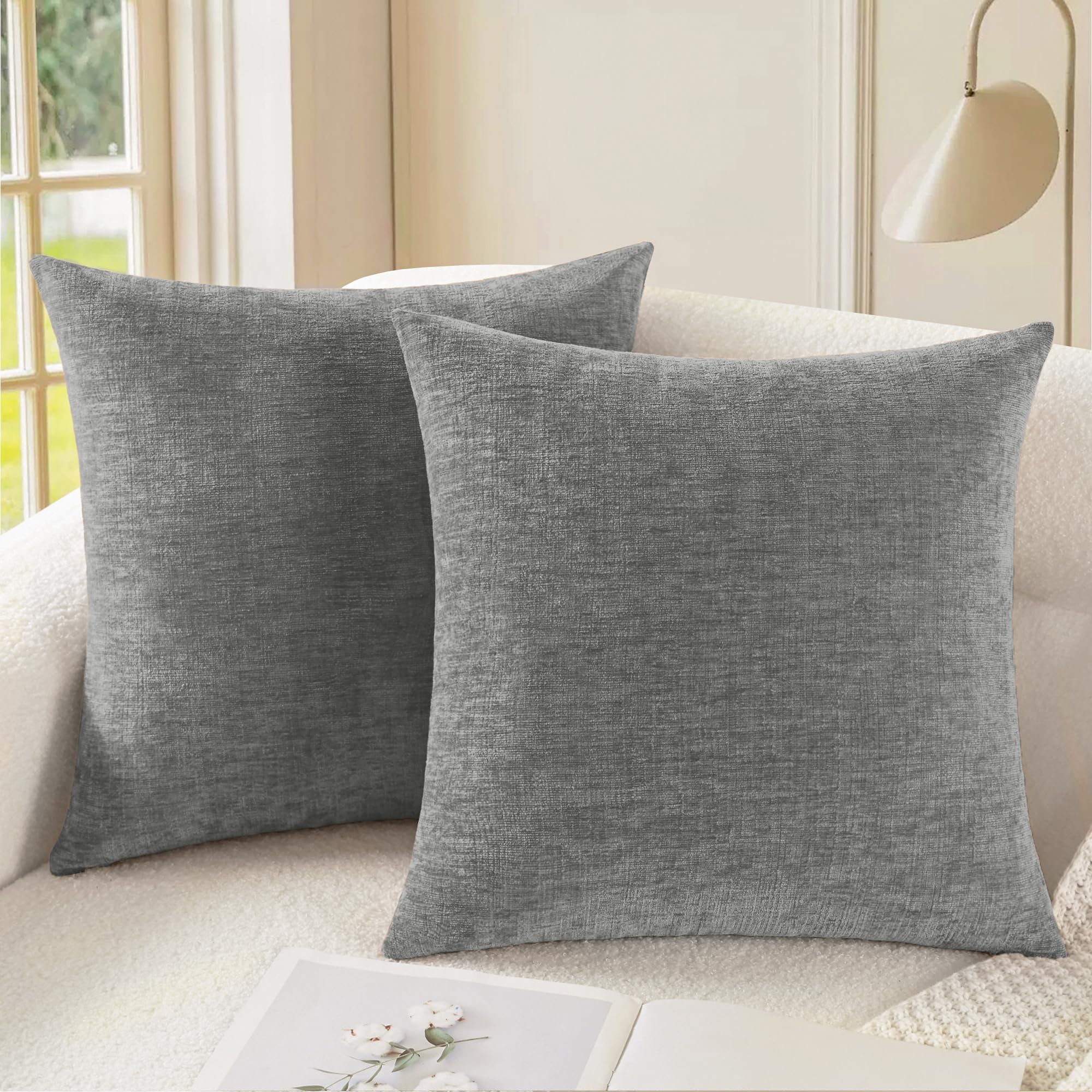 CaliTime Throw Pillow Covers Decorative 20 X 26 Inches Pack of 2 Cozy Chenille Standard Pillow Shams Cases for Couch Sofa Bed Living Room Home Living Coral