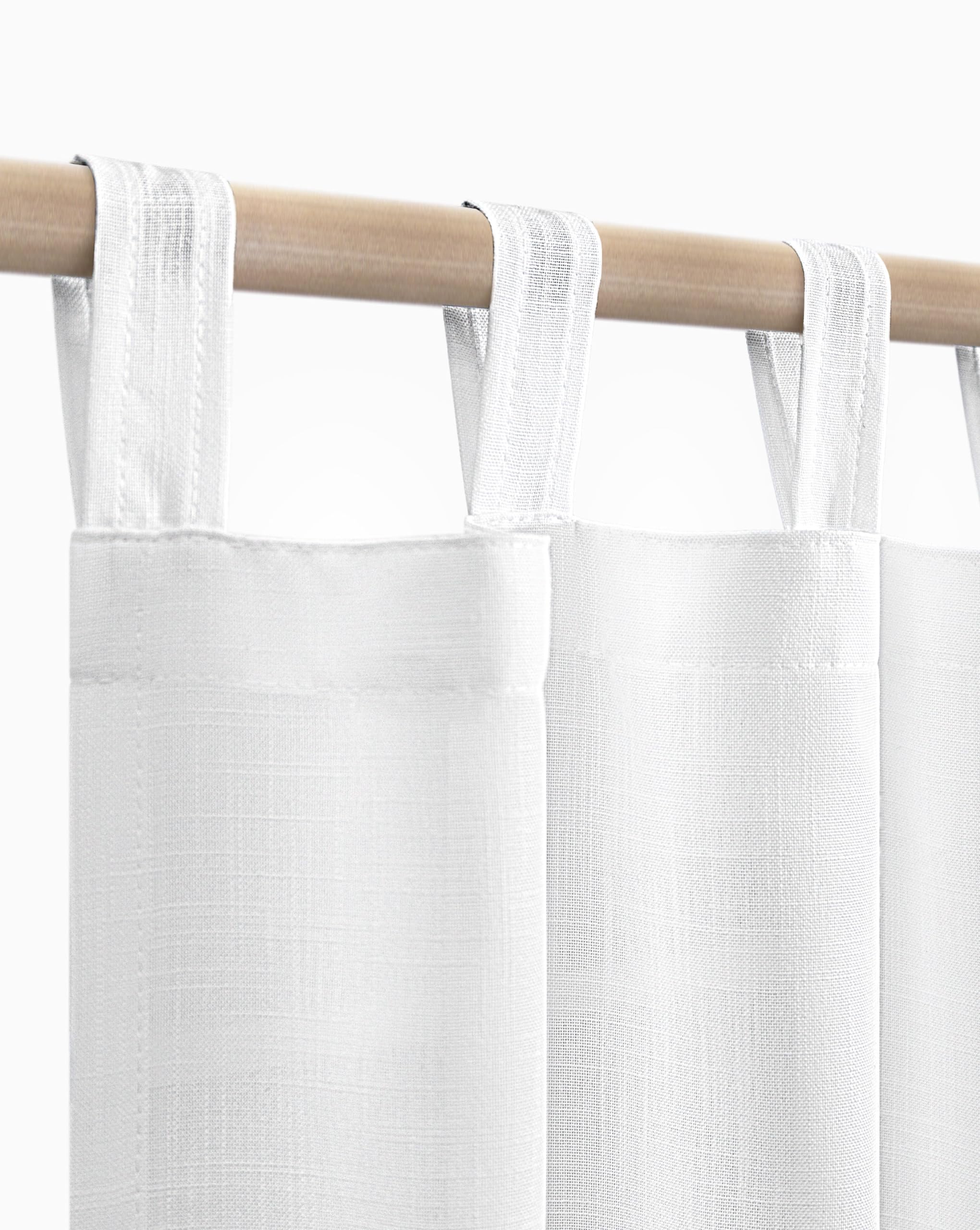 KOUFALL Farmhouse Linen Curtains, Cream Beige Semi Sheer Light Filtering Curtain, Boho Tab Top Neutral Country Curtains for Living Room, Bedroom, Nursery, 84 Inch Length, 2 Panels Set