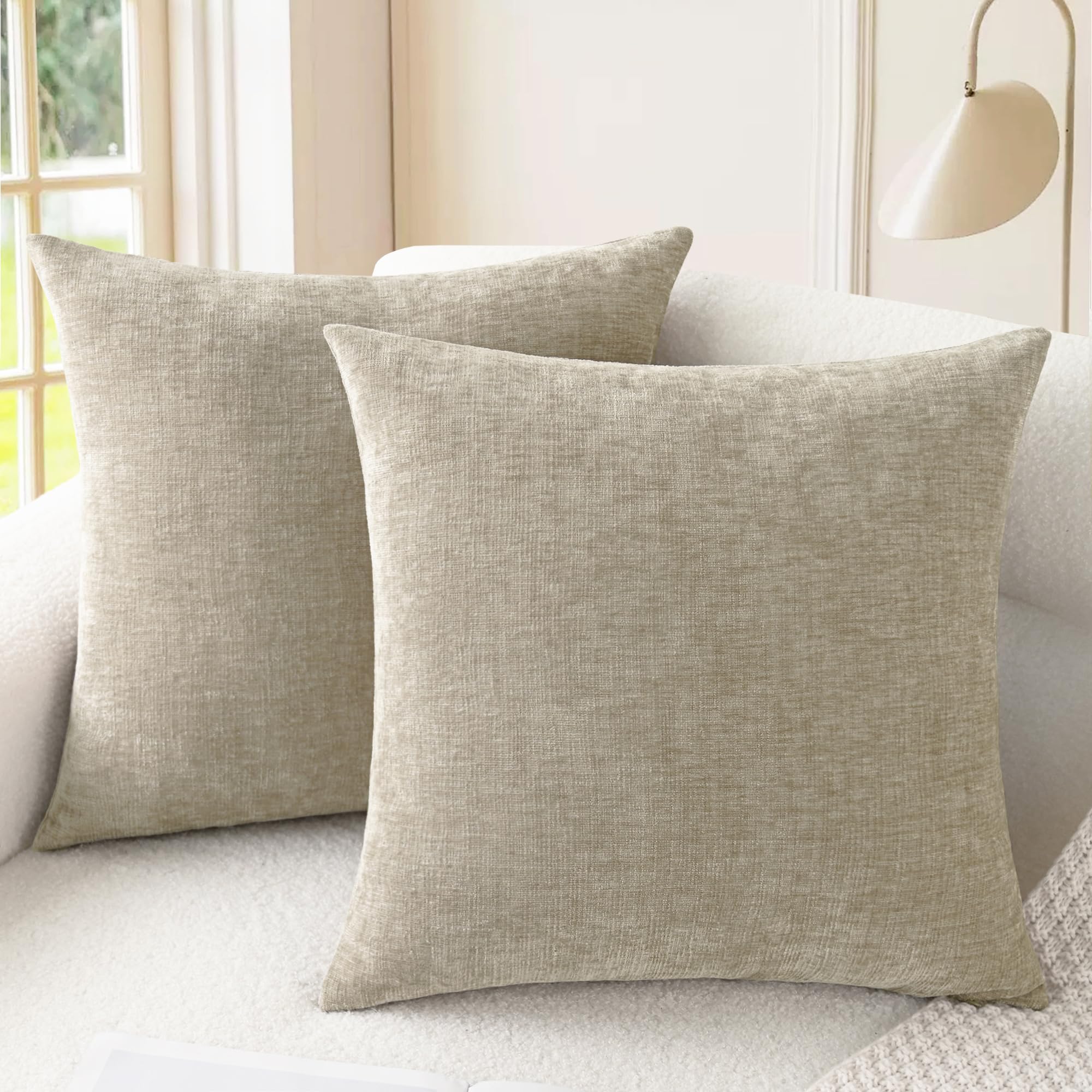 CaliTime Throw Pillow Covers Decorative 20 X 26 Inches Pack of 2 Cozy Chenille Standard Pillow Shams Cases for Couch Sofa Bed Living Room Home Living Coral
