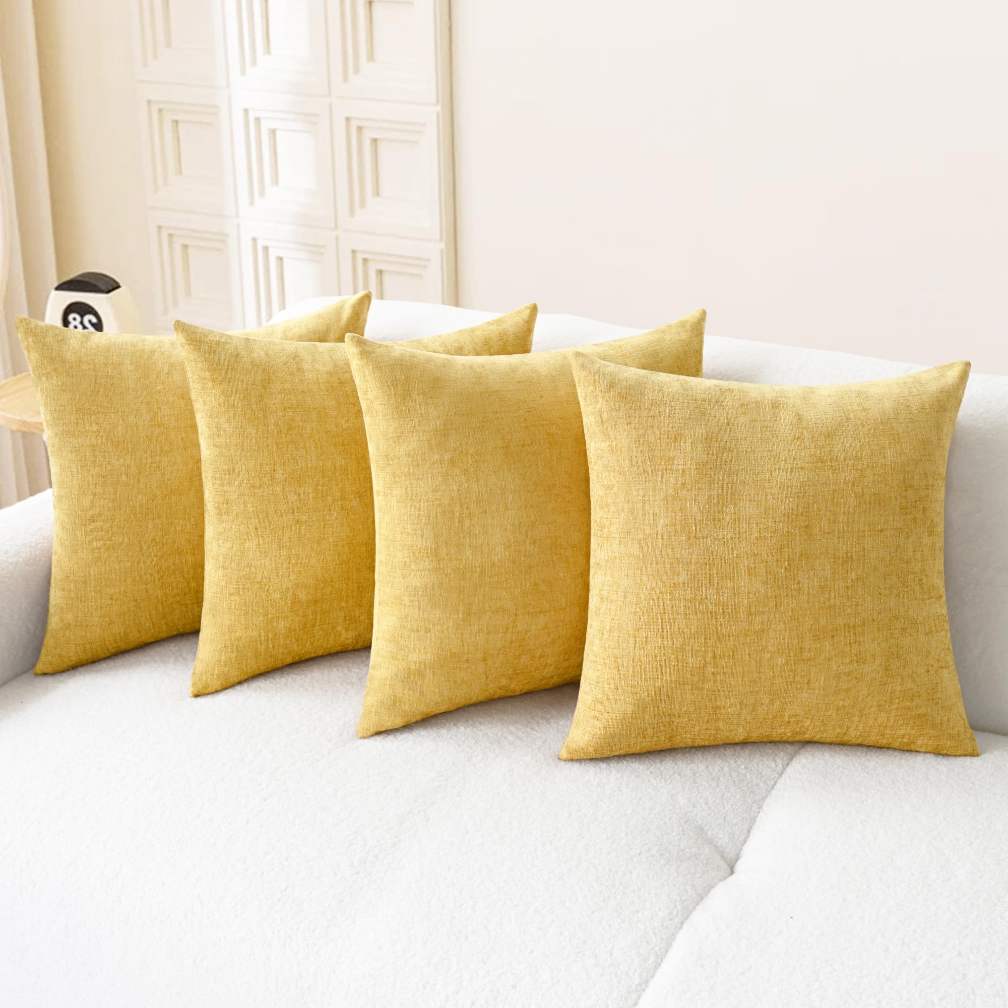 CaliTime Throw Pillow Covers Decorative 20 X 26 Inches Pack of 2 Cozy Chenille Standard Pillow Shams Cases for Couch Sofa Bed Living Room Home Living Coral