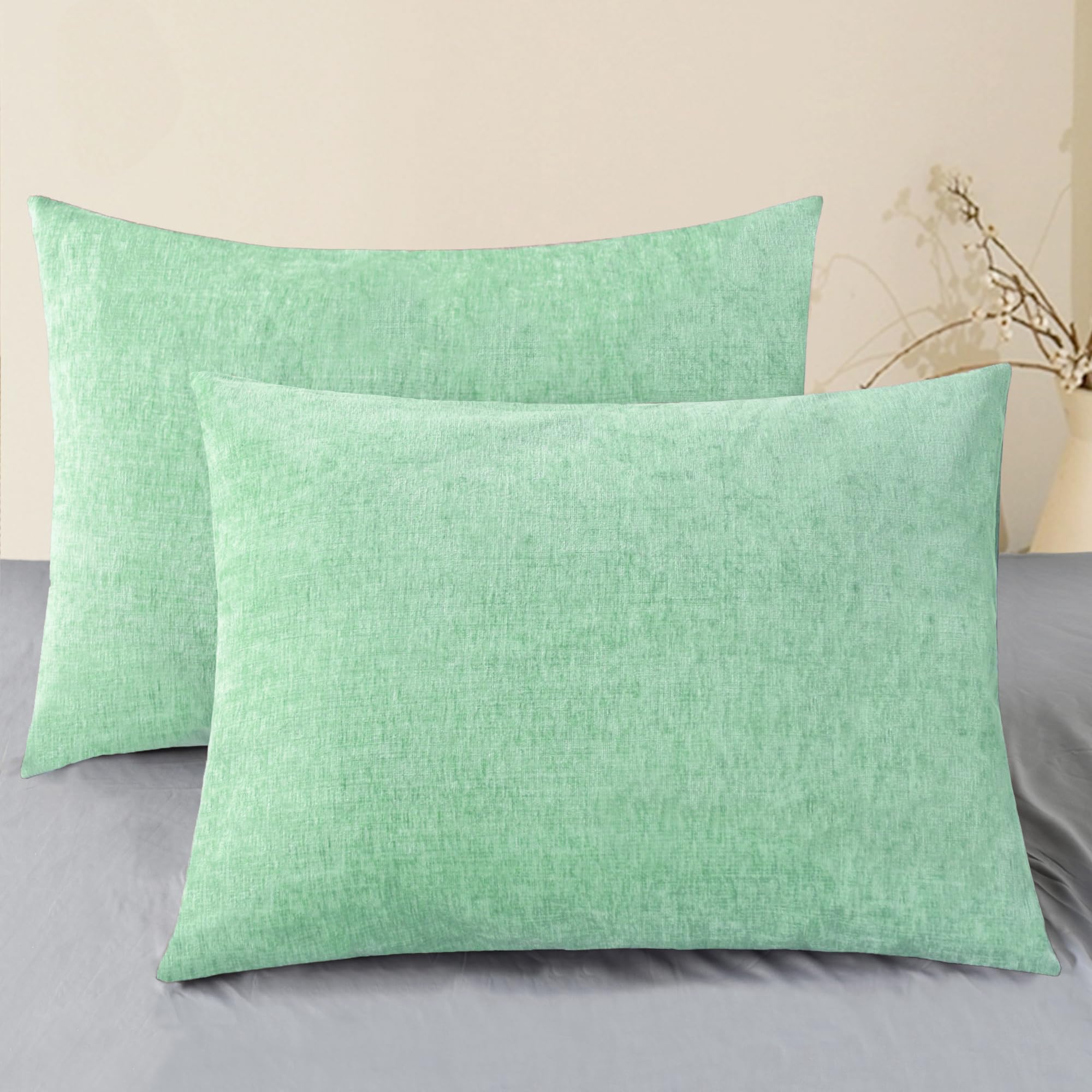 CaliTime Throw Pillow Covers Decorative 20 X 26 Inches Pack of 2 Cozy Chenille Standard Pillow Shams Cases for Couch Sofa Bed Living Room Home Living Coral