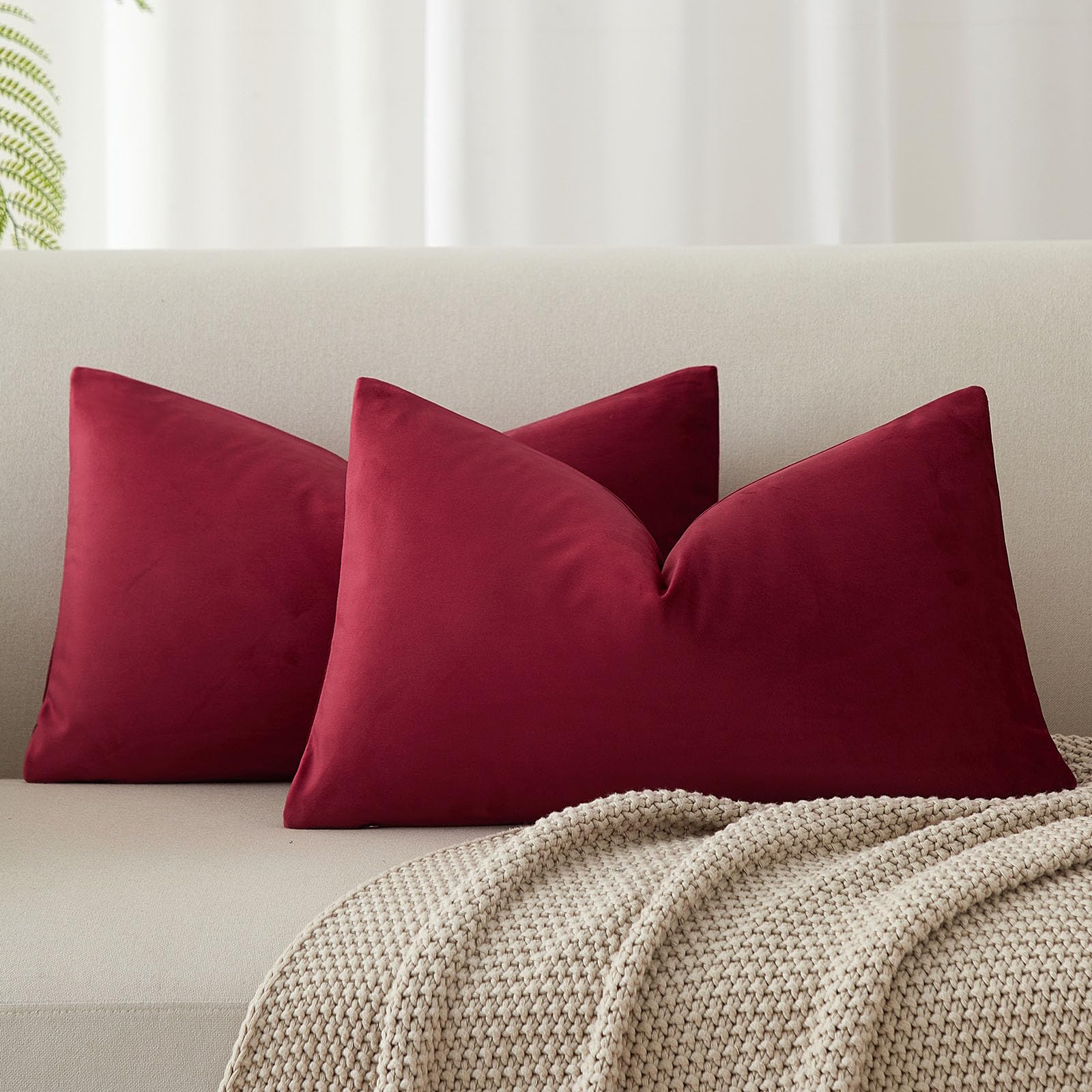 JUSPURBET Decorative Pillow Covers Set of 2 Velvet Throw Pillow Covers for Couch Sofa Bed Soft Cushion Covers Cases with Hidden Zipper for Living Room Home Decor 24x24 inch,Coral