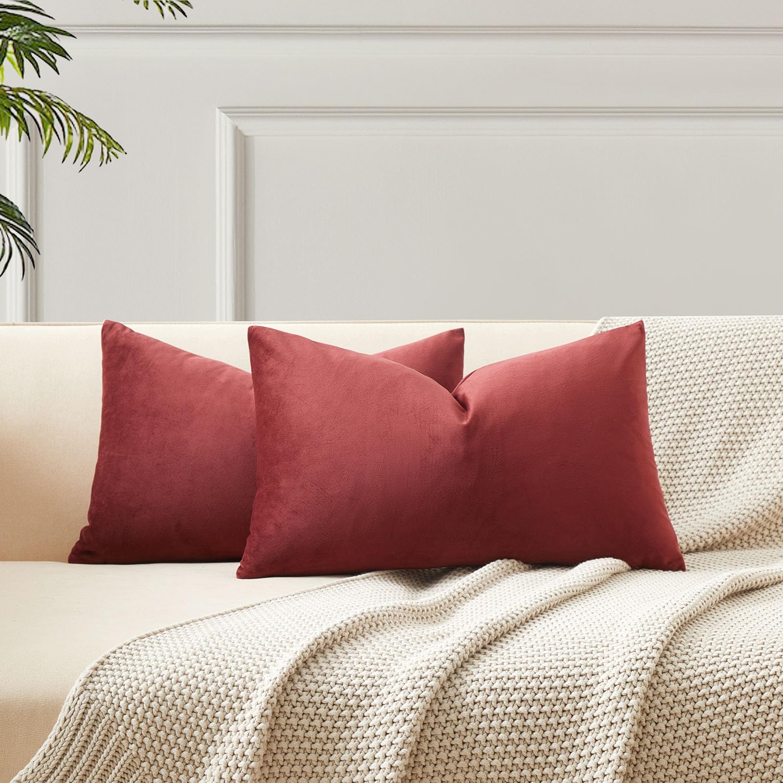 JUSPURBET Decorative Pillow Covers Set of 2 Velvet Throw Pillow Covers for Couch Sofa Bed Soft Cushion Covers Cases with Hidden Zipper for Living Room Home Decor 24x24 inch,Coral