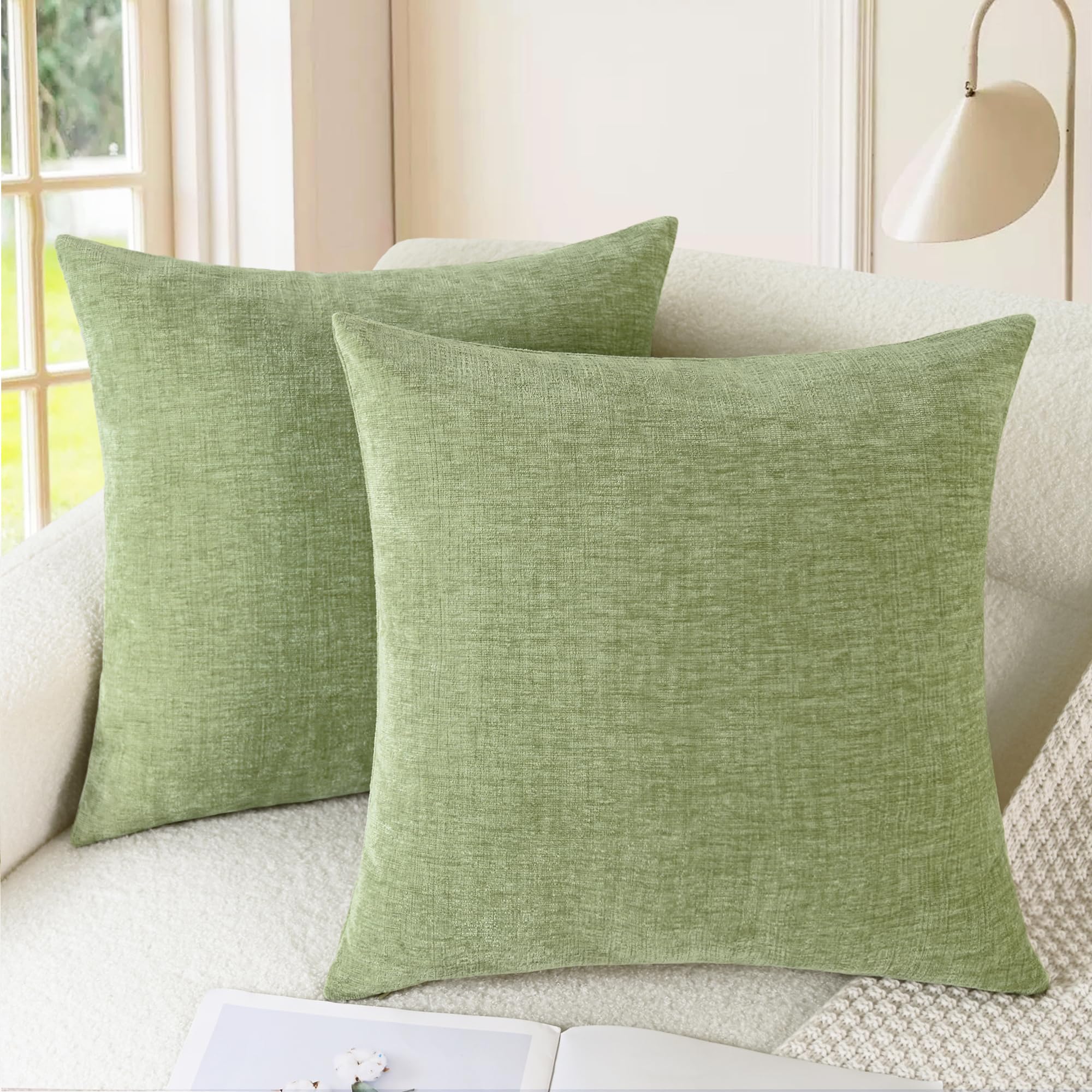 CaliTime Throw Pillow Covers Decorative 20 X 26 Inches Pack of 2 Cozy Chenille Standard Pillow Shams Cases for Couch Sofa Bed Living Room Home Living Coral
