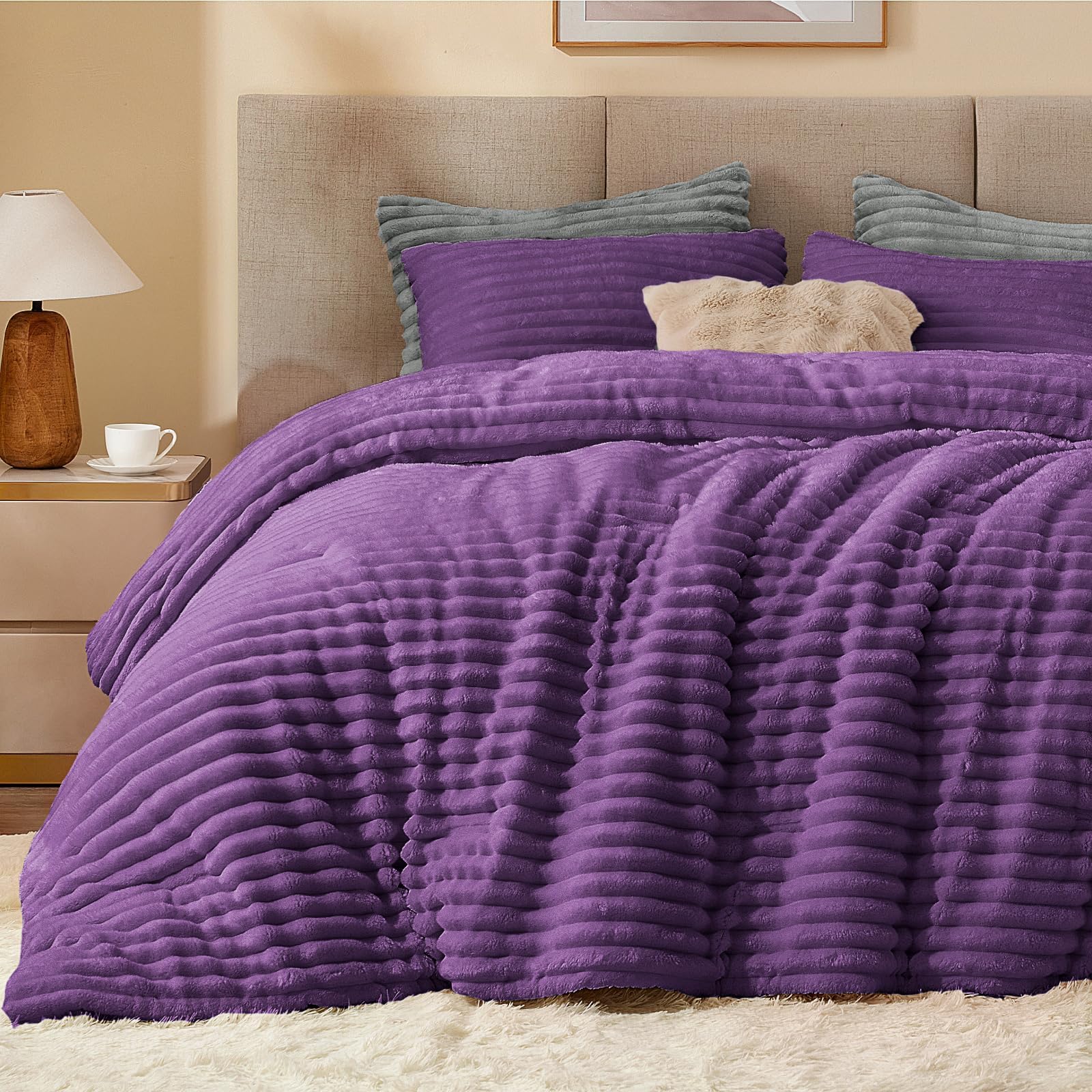 BEDELITE Fleece Twin Comforter Set -Super Soft & Warm Fluffy Coral Bedding, Luxury Fuzzy Heavy Bed Set for Winter with 1 Pillow case
