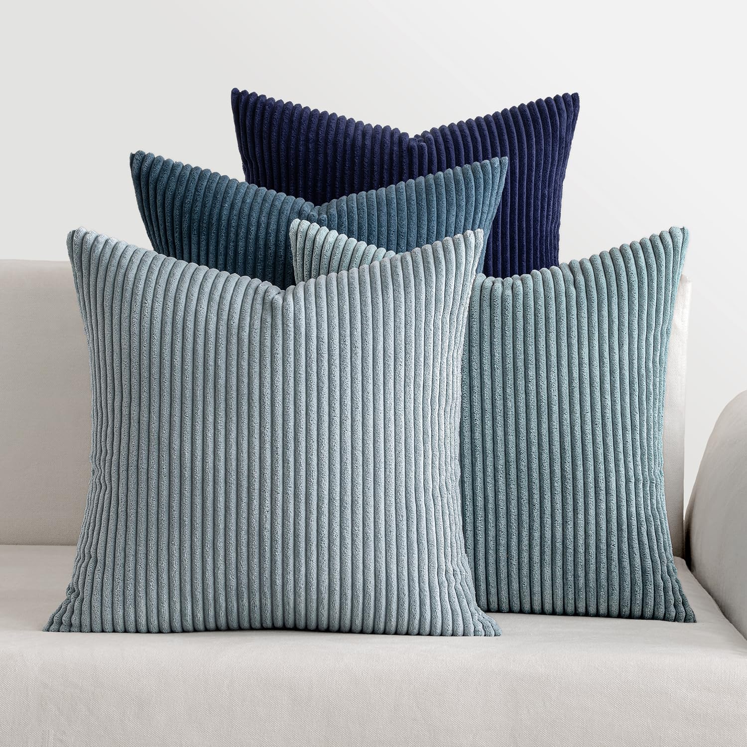 MIULEE Boho Farmhouse Neutral Cream Throw Pillow Covers 18x18 Inch Set of 4 Mordern Nordic Cushion Covers Soft Corduroy Spring Home Decor for Couch Bed Sofa Living Room