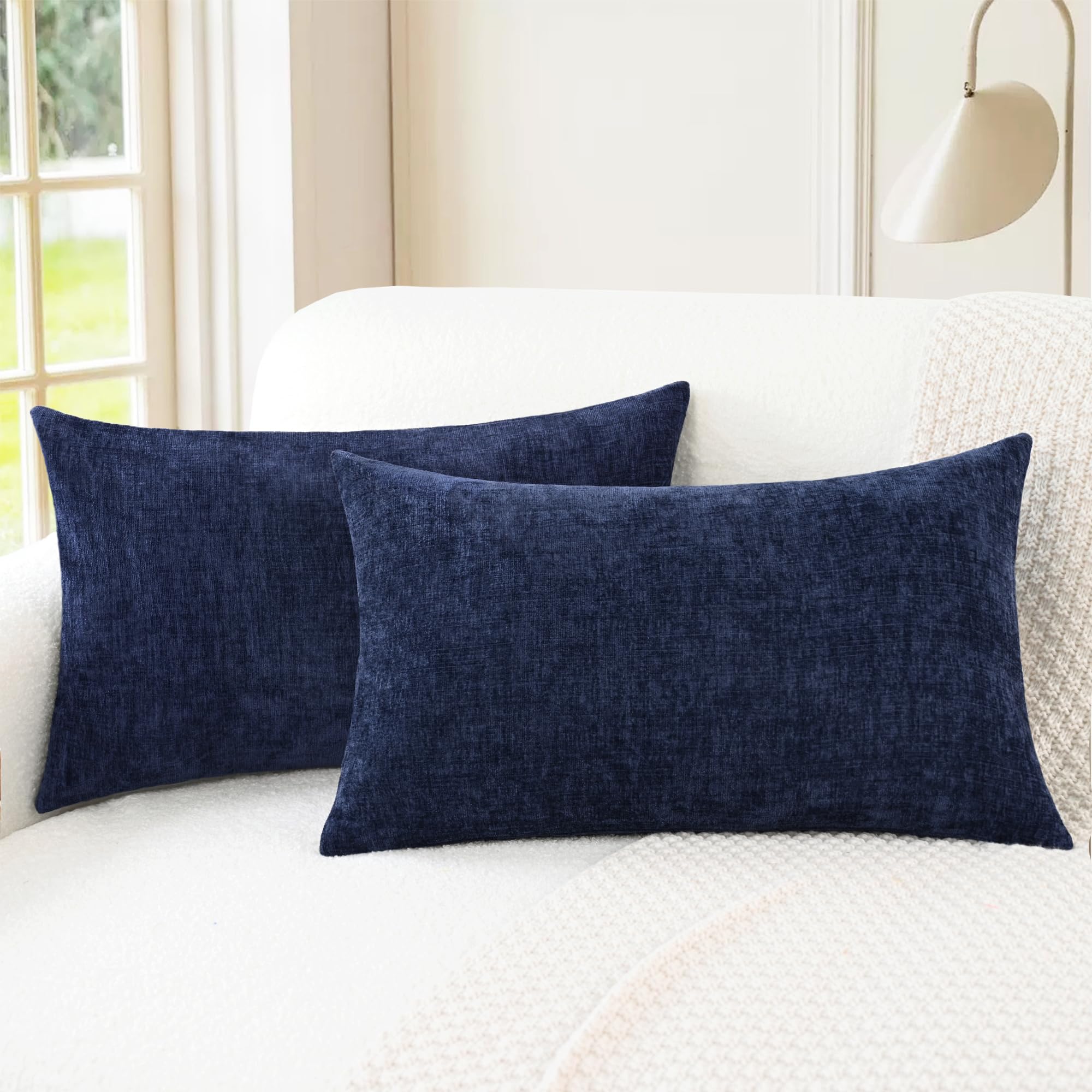 CaliTime Throw Pillow Covers Decorative 20 X 26 Inches Pack of 2 Cozy Chenille Standard Pillow Shams Cases for Couch Sofa Bed Living Room Home Living Coral