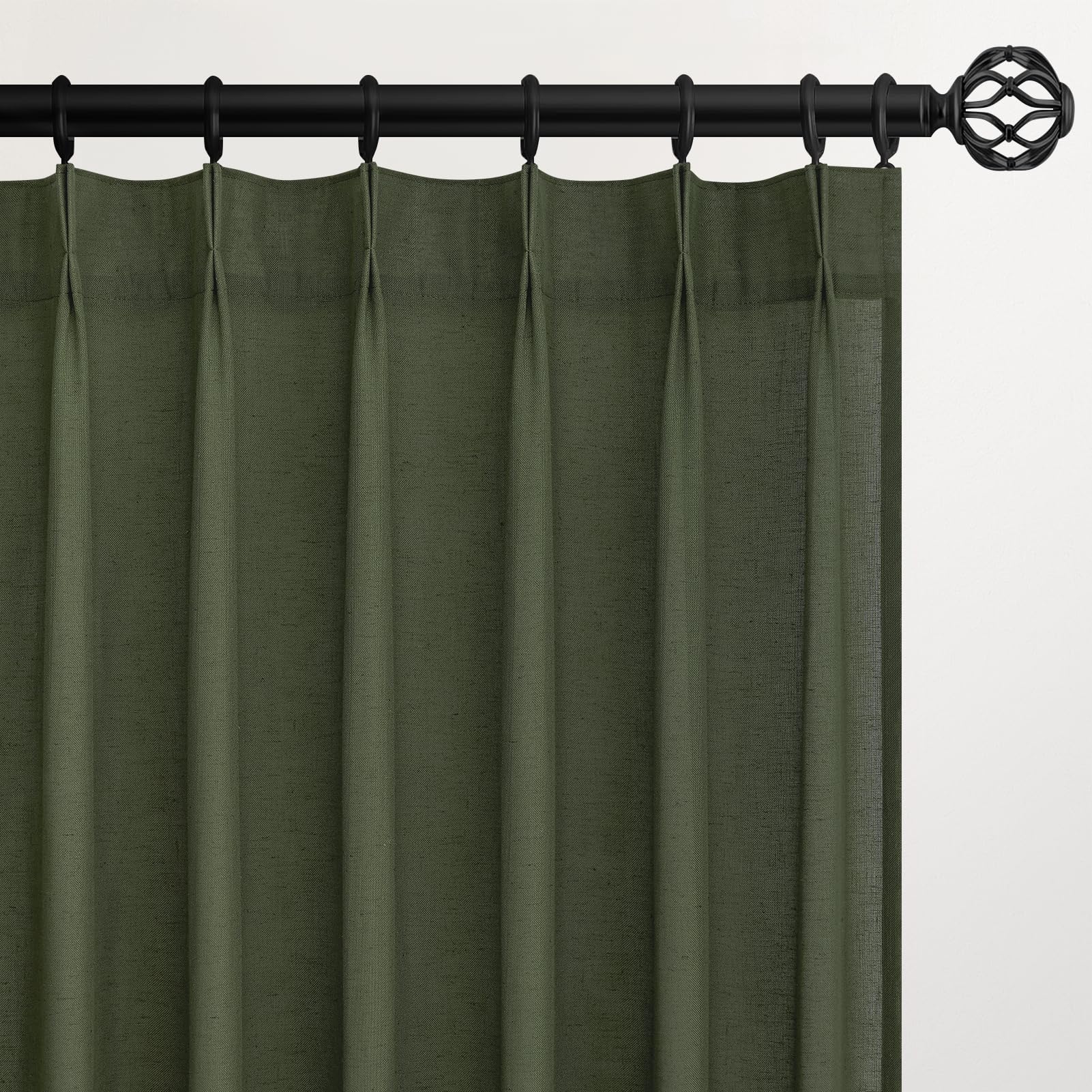 Topfinel Pinch Pleated Curtains 90 Inches Long 2 Panels Set,Natural Cream Semi Sheer Cotton Blend Fabric Aesthetic Advanced Curtain Drapes for Living Room Bedroom,40x90 inch Length