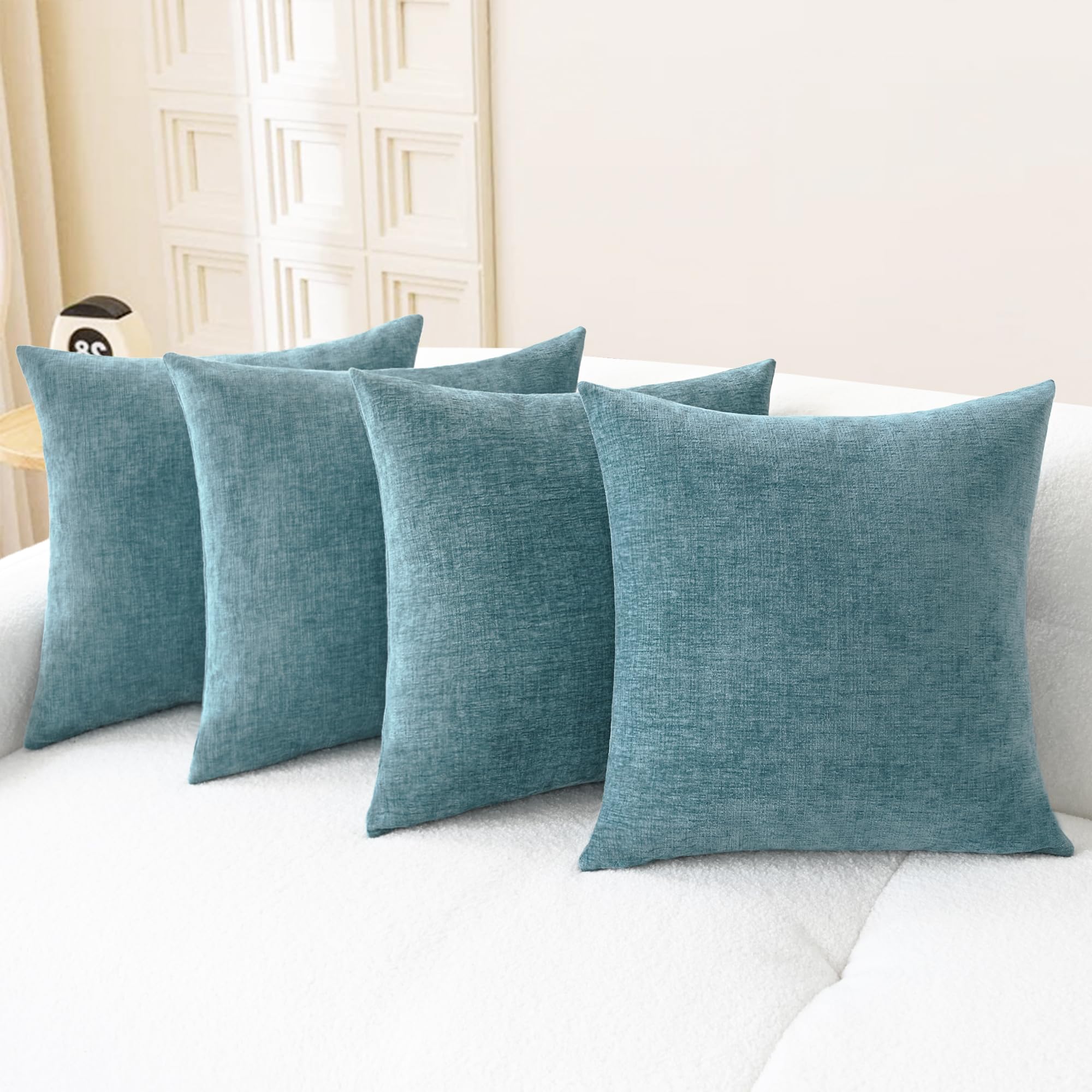 CaliTime Throw Pillow Covers Decorative 20 X 26 Inches Pack of 2 Cozy Chenille Standard Pillow Shams Cases for Couch Sofa Bed Living Room Home Living Coral