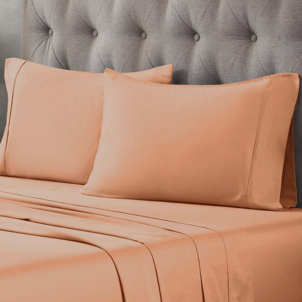Superior Egyptian Cotton 300 Thread Count Pillowcases, Pillow Cases, Modern, Solid Classic Pillow Case Cover, Ultra-Soft Comfort Basics, Bedding Essentials, Bed Accents, Set of 2, Standard, Coral