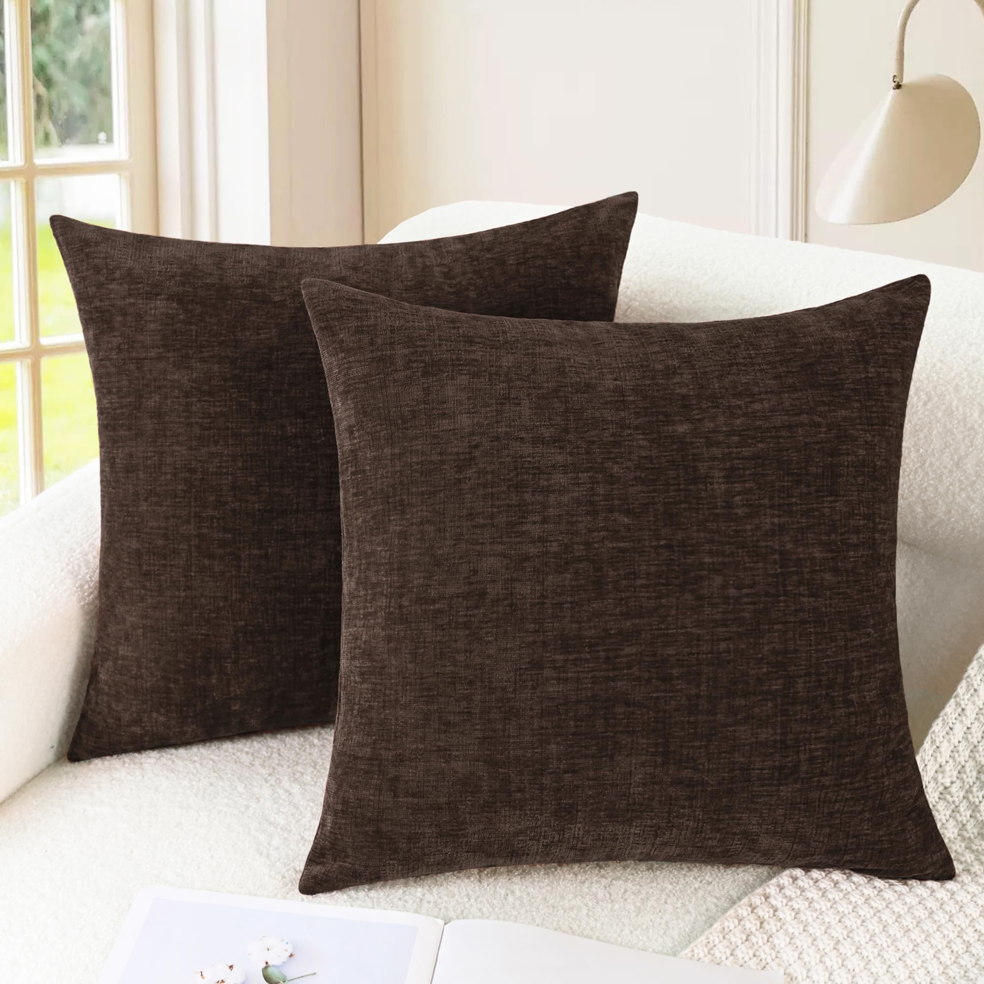 CaliTime Throw Pillow Covers Decorative 20 X 26 Inches Pack of 2 Cozy Chenille Standard Pillow Shams Cases for Couch Sofa Bed Living Room Home Living Coral