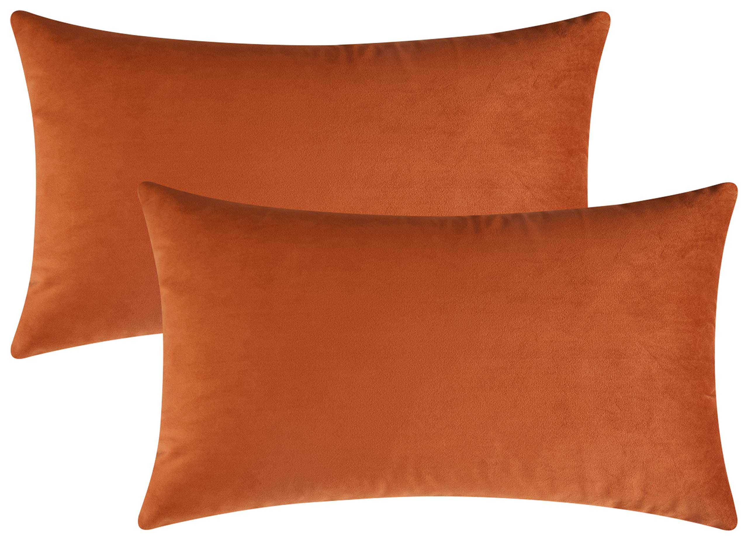 Mixhug Decorative Throw Pillow Covers, Velvet Cushion Covers, Solid Throw Pillow Cases for Couch and Bed, Pale Coral, 26 x 26 Inches, Set of 2