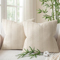 a moment 2 Pack Bamboo Fiber Pillow Covers - Waffle Weave, Ultra Soft & Breathable, Euro Shams Cotton Throw Pillow for Couch, Sofa, Bedroom Living Room 26x26 Inch Khaki