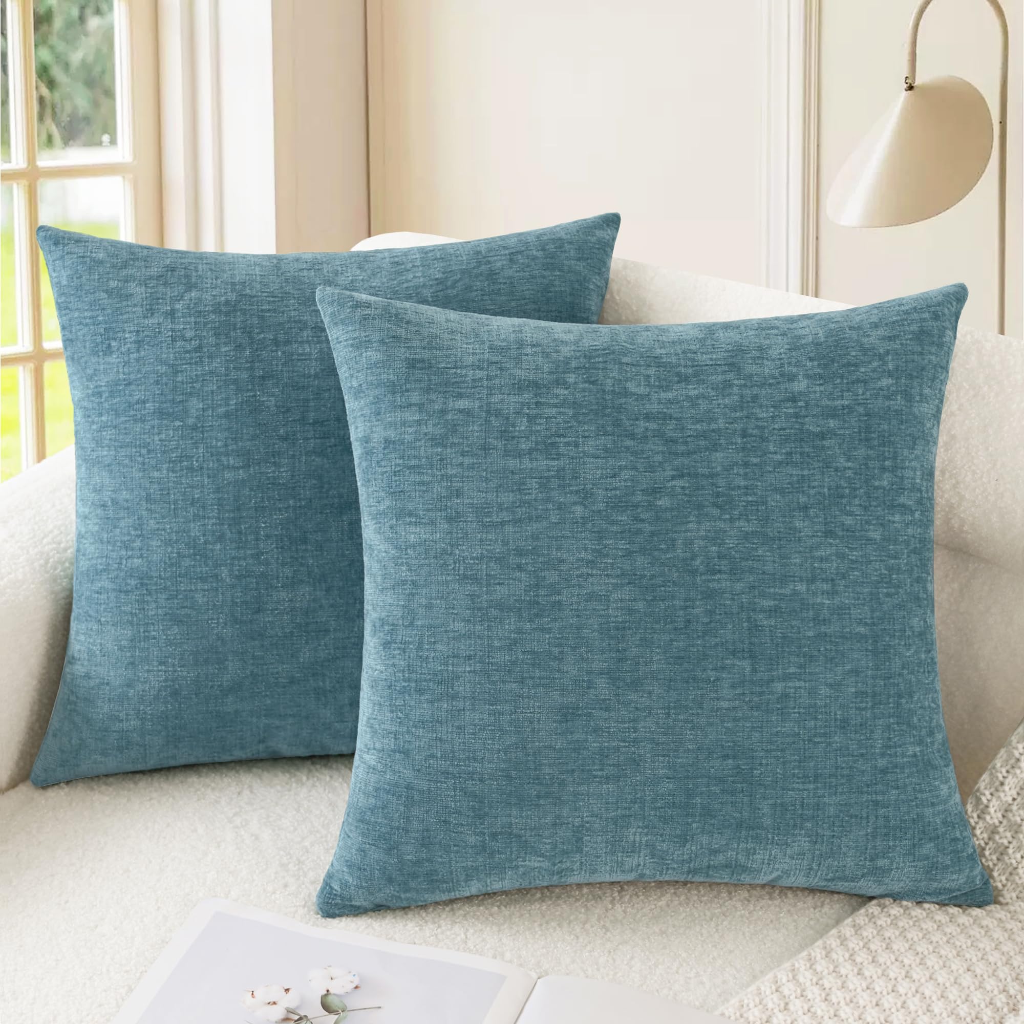 CaliTime Throw Pillow Covers Decorative 20 X 26 Inches Pack of 2 Cozy Chenille Standard Pillow Shams Cases for Couch Sofa Bed Living Room Home Living Coral