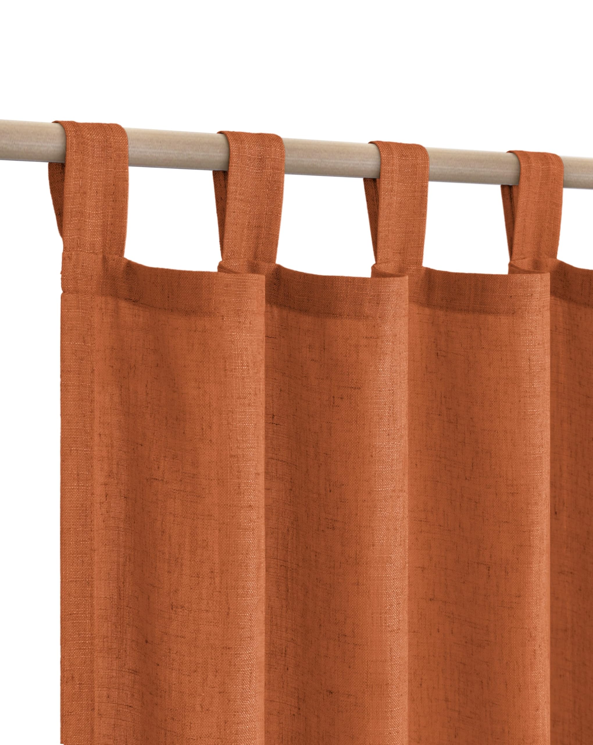 KOUFALL Farmhouse Linen Curtains, Cream Beige Semi Sheer Light Filtering Curtain, Boho Tab Top Neutral Country Curtains for Living Room, Bedroom, Nursery, 84 Inch Length, 2 Panels Set