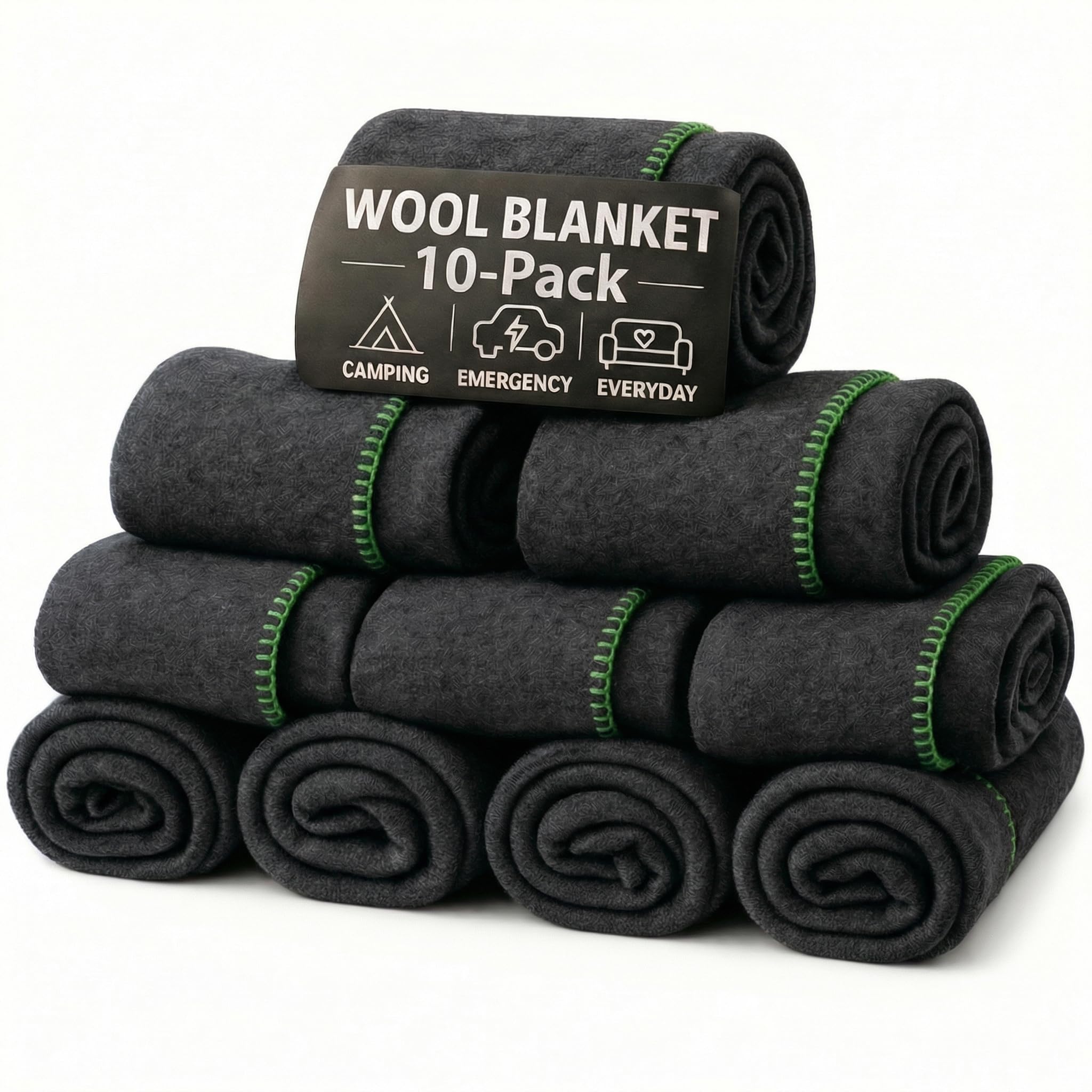 Wool Camping Blanket - 70% Wool Heavy-Duty Military Style Throw, Warm & Washable, Fire Retardant Cover for Emergency, Survival & Outdoor Use - Perfect for Camping, Car, Home & Hiking, Grey 66x90