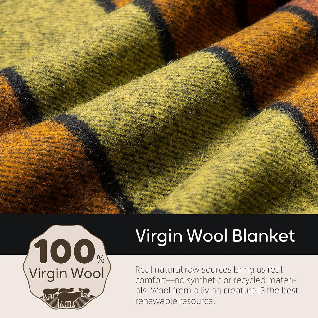 Molithe 100% Wool Blanket, 62" x 86", Warm, Thick, Washable, Military Wool Blanket, Great for Camping, Outdoors, Sporting Events, Survival Kits