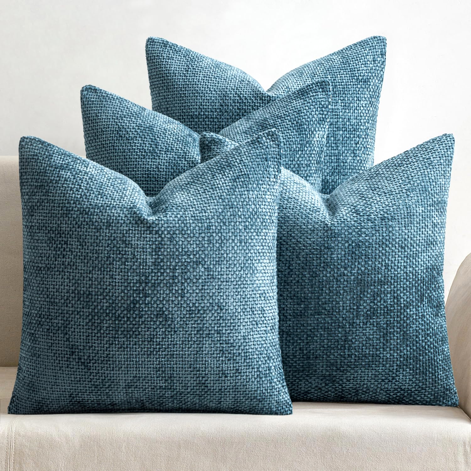 MIULEE Pack of 4 Couch Throw Pillow Covers 18x18 Inch Cream Soft Decorative Chenille Pillow Covers Farmhouse Accent Cushion Covers for Boho Spring Home Decor Sofa Bedroom Living Room