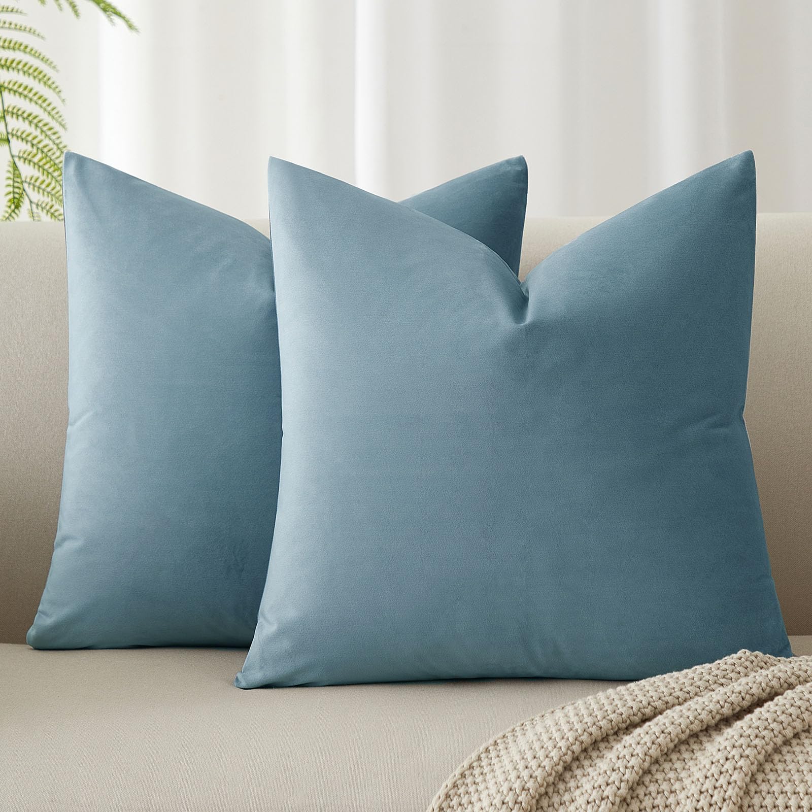 JUSPURBET Decorative Pillow Covers Set of 2 Velvet Throw Pillow Covers for Couch Sofa Bed Soft Cushion Covers Cases with Hidden Zipper for Living Room Home Decor 24x24 inch,Coral