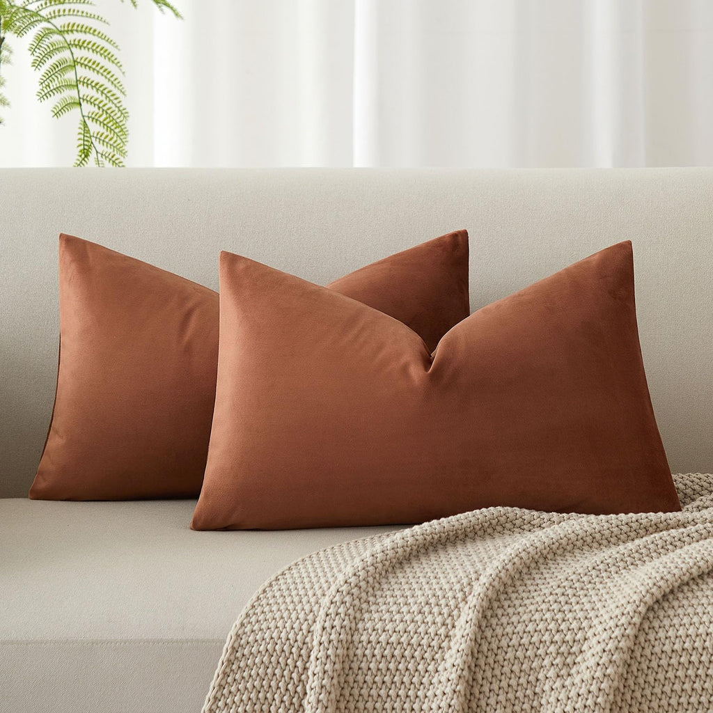 JUSPURBET Decorative Pillow Covers Set of 2 Velvet Throw Pillow Covers for Couch Sofa Bed Soft Cushion Covers Cases with Hidden Zipper for Living Room Home Decor 24x24 inch,Coral