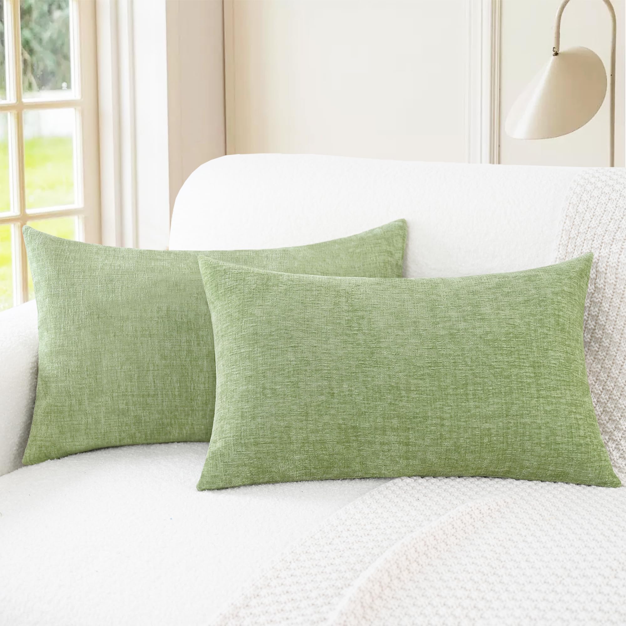 CaliTime Throw Pillow Covers Decorative 20 X 26 Inches Pack of 2 Cozy Chenille Standard Pillow Shams Cases for Couch Sofa Bed Living Room Home Living Coral