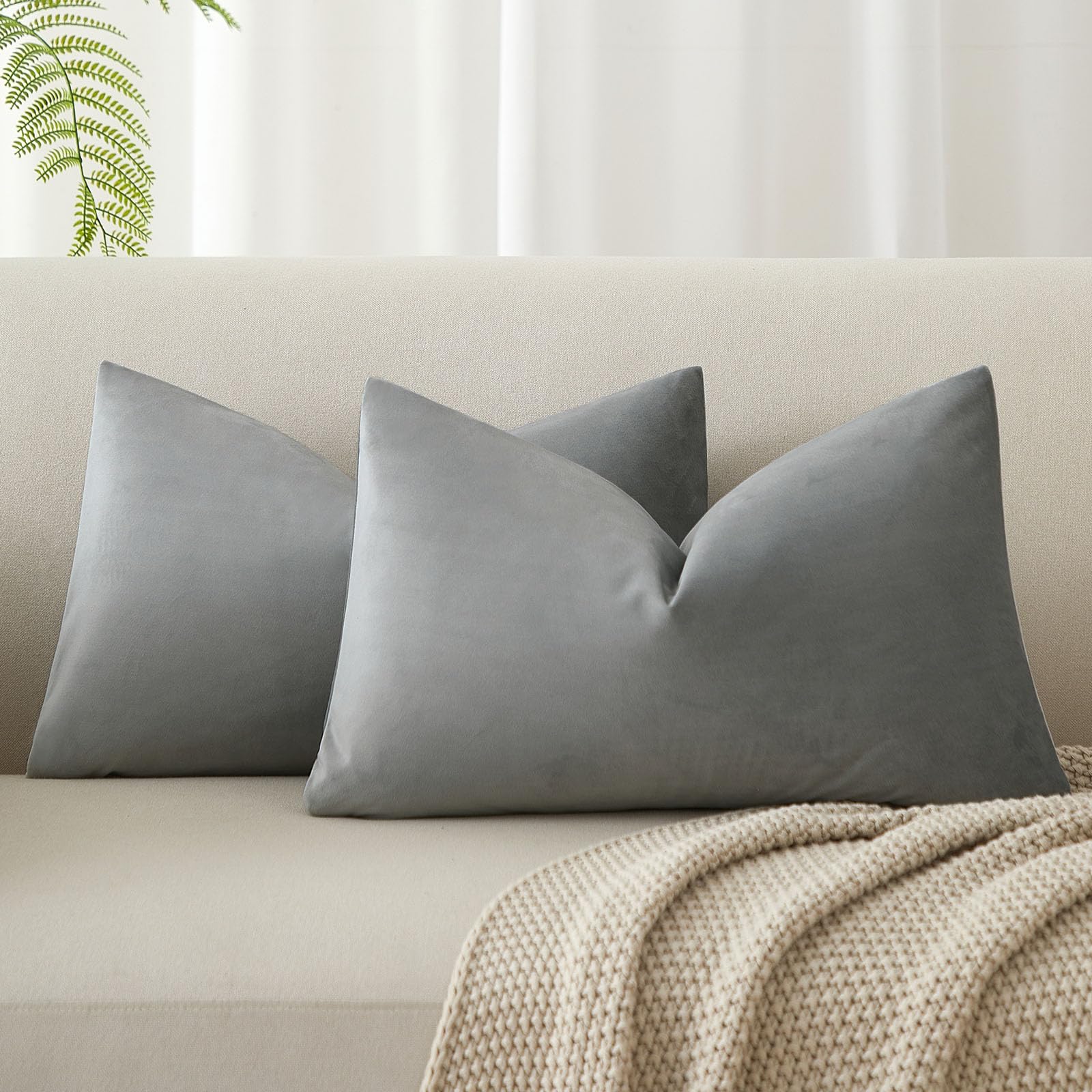 JUSPURBET Decorative Pillow Covers Set of 2 Velvet Throw Pillow Covers for Couch Sofa Bed Soft Cushion Covers Cases with Hidden Zipper for Living Room Home Decor 24x24 inch,Coral